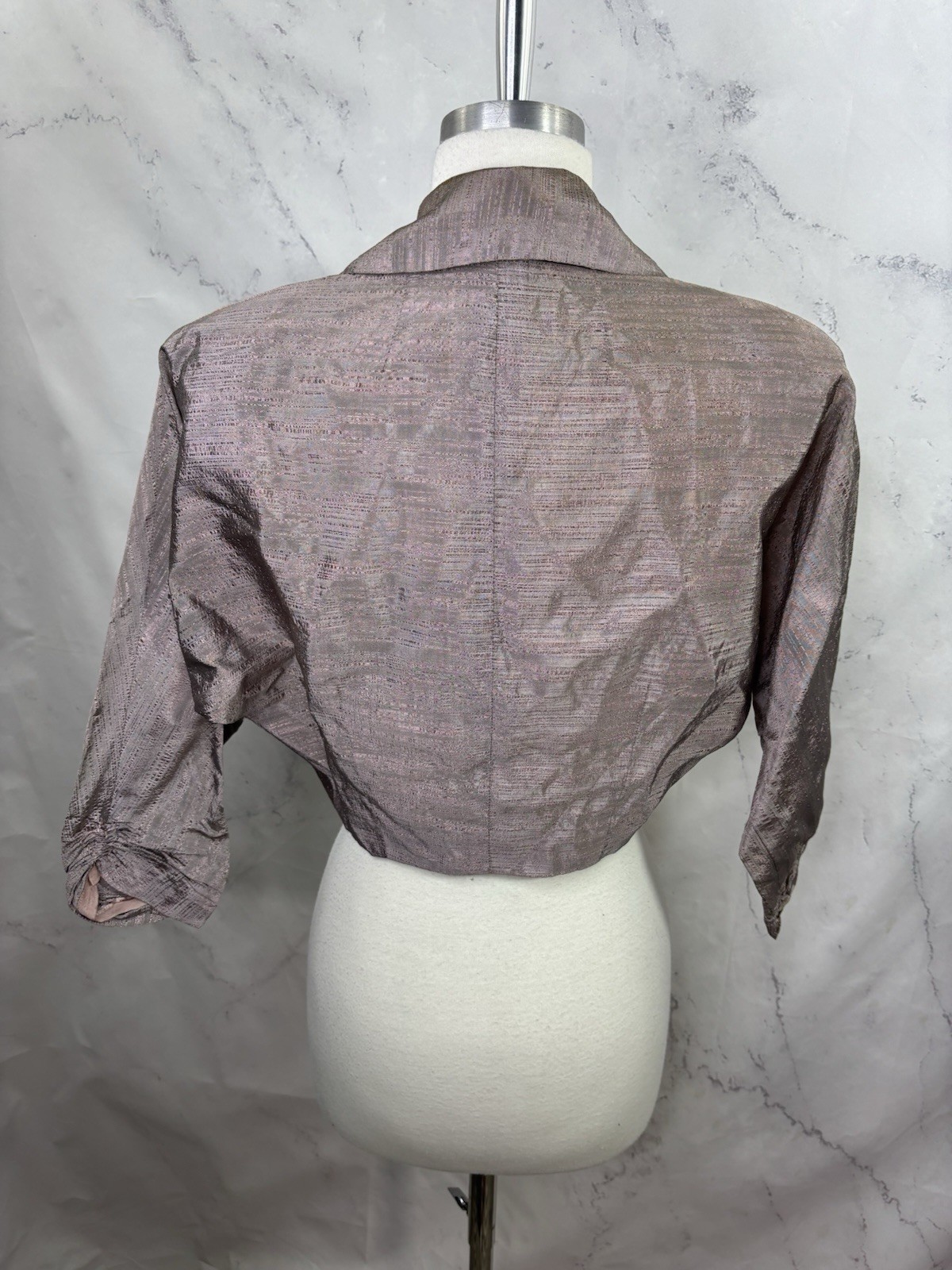 Vintage 1930s Bolero Button Blouse Shirt Jacket Dolman Sleeves S Hollywood Silk