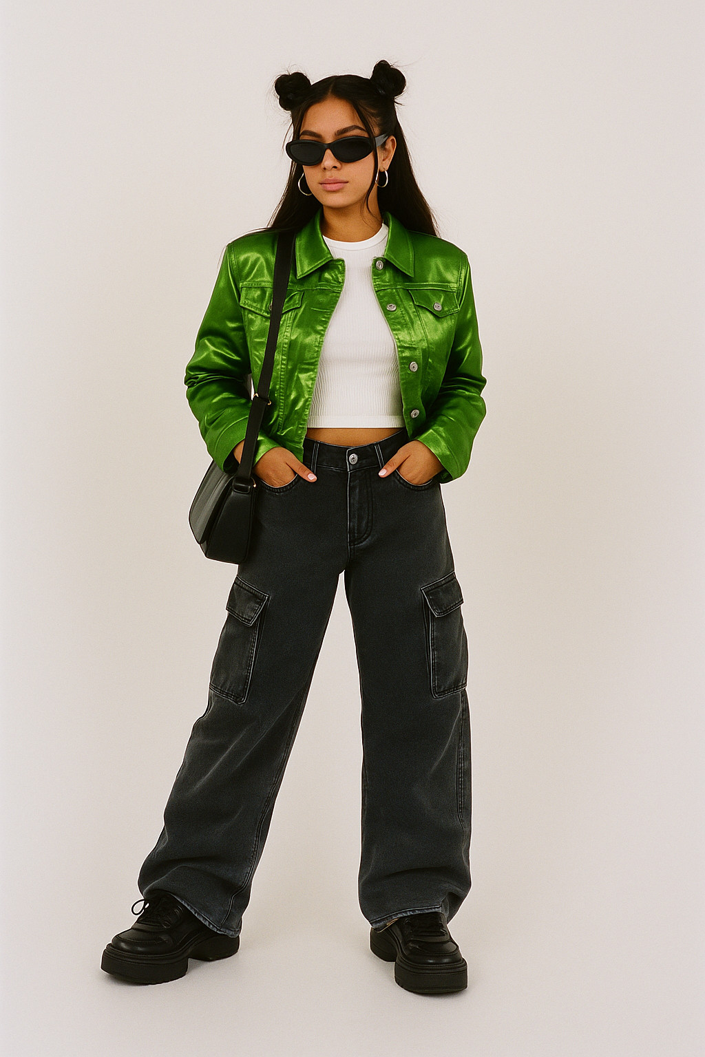 Vintage Diesel Females Jacket Green Shiny Y2K Satin Look Size 36/38 Fitted