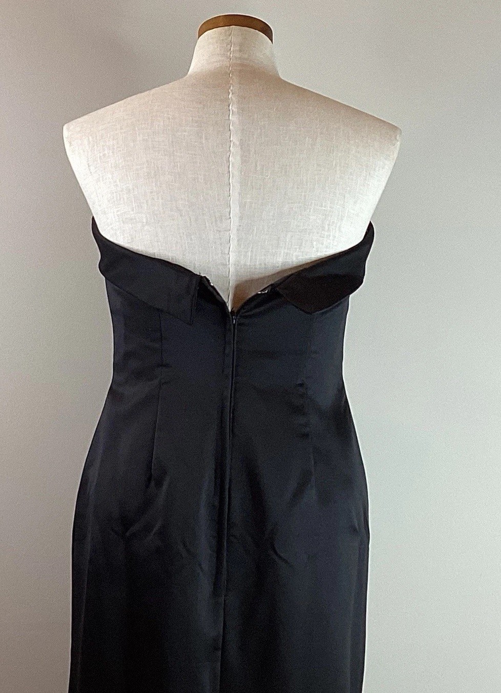 Vtg House of Bianchi Black Gown Strapless Long Prom Party Formal Dress S/M USA