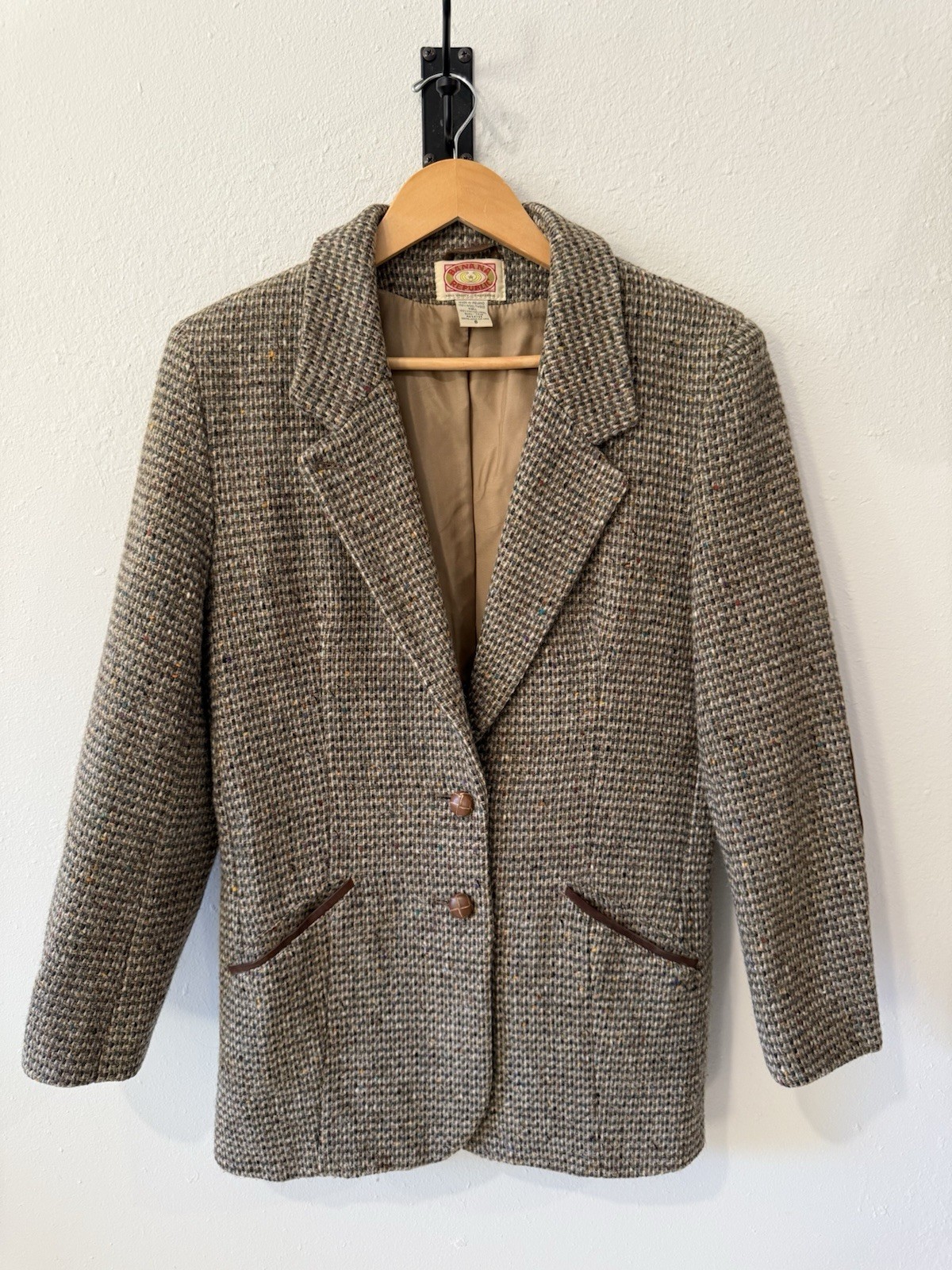 Rare 1987 Vtg Banana Republic Donegal Tweed Blazer Academia Brown/Multi Wm 8