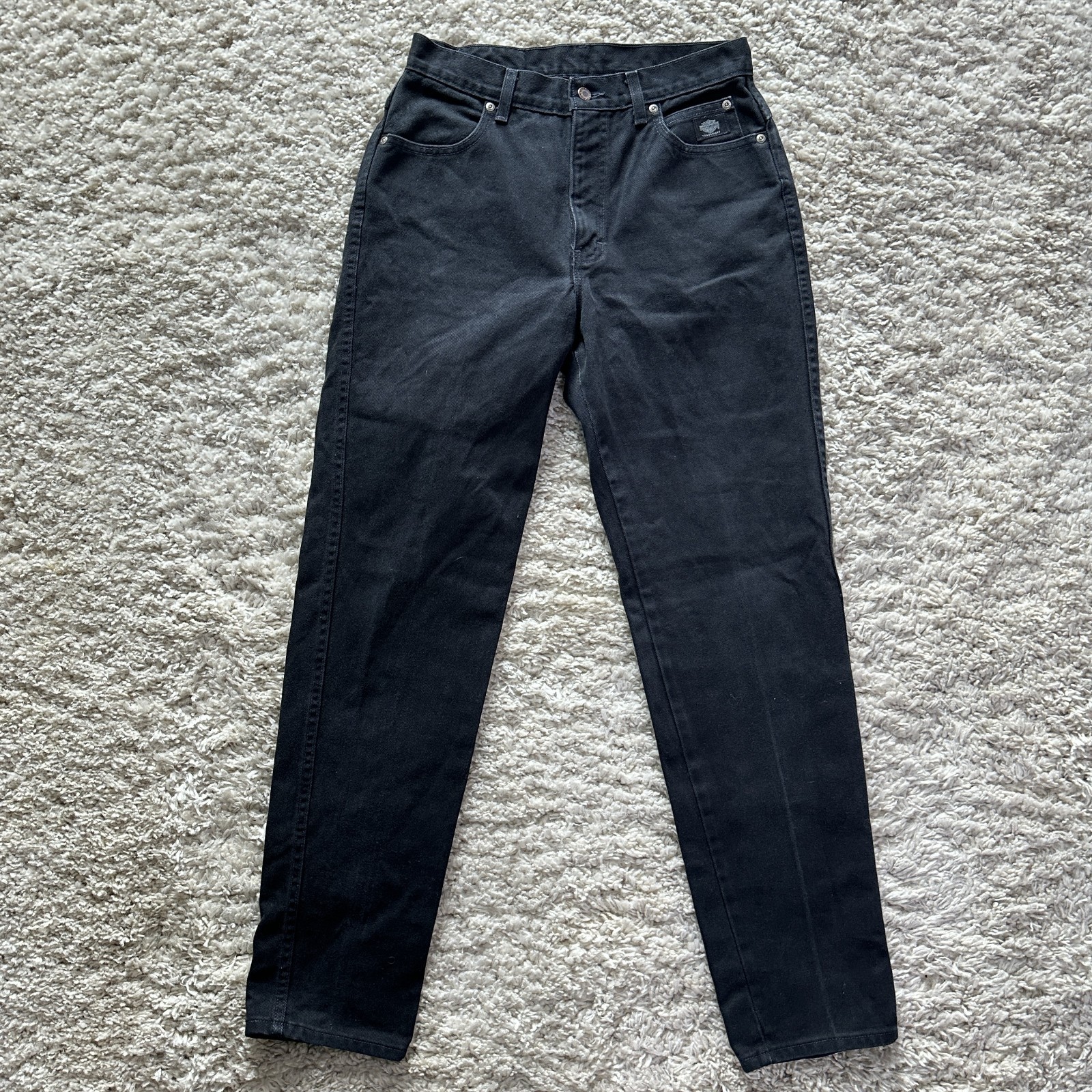 Harley Davidson Black High Waisted Jeans 10 L Womens Made in USA 28×32 VTG 90s