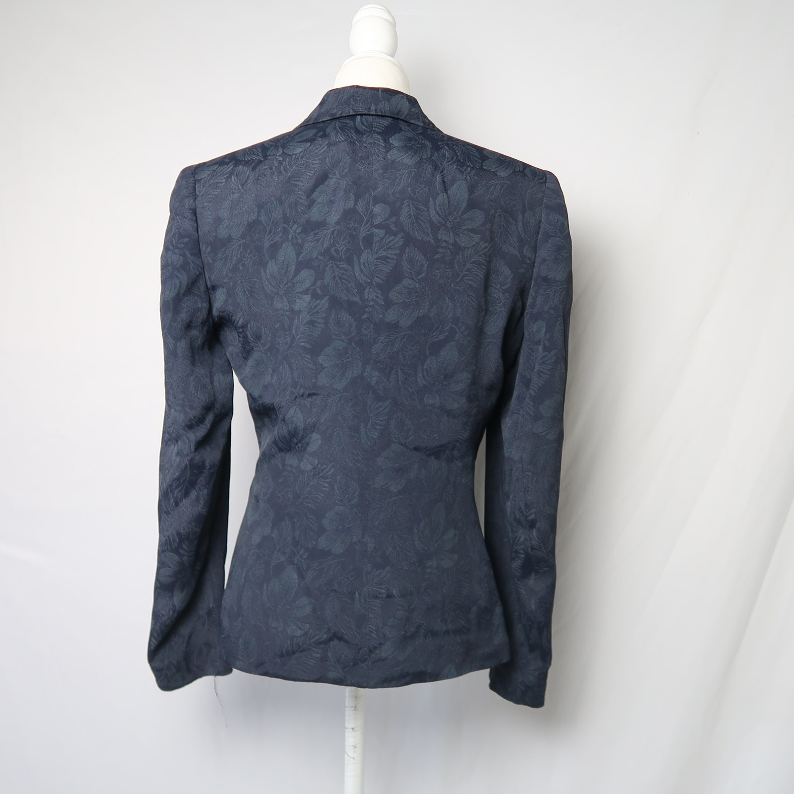Vintage 90s Jones Wear navy blue tonal floral blazer jacket 6