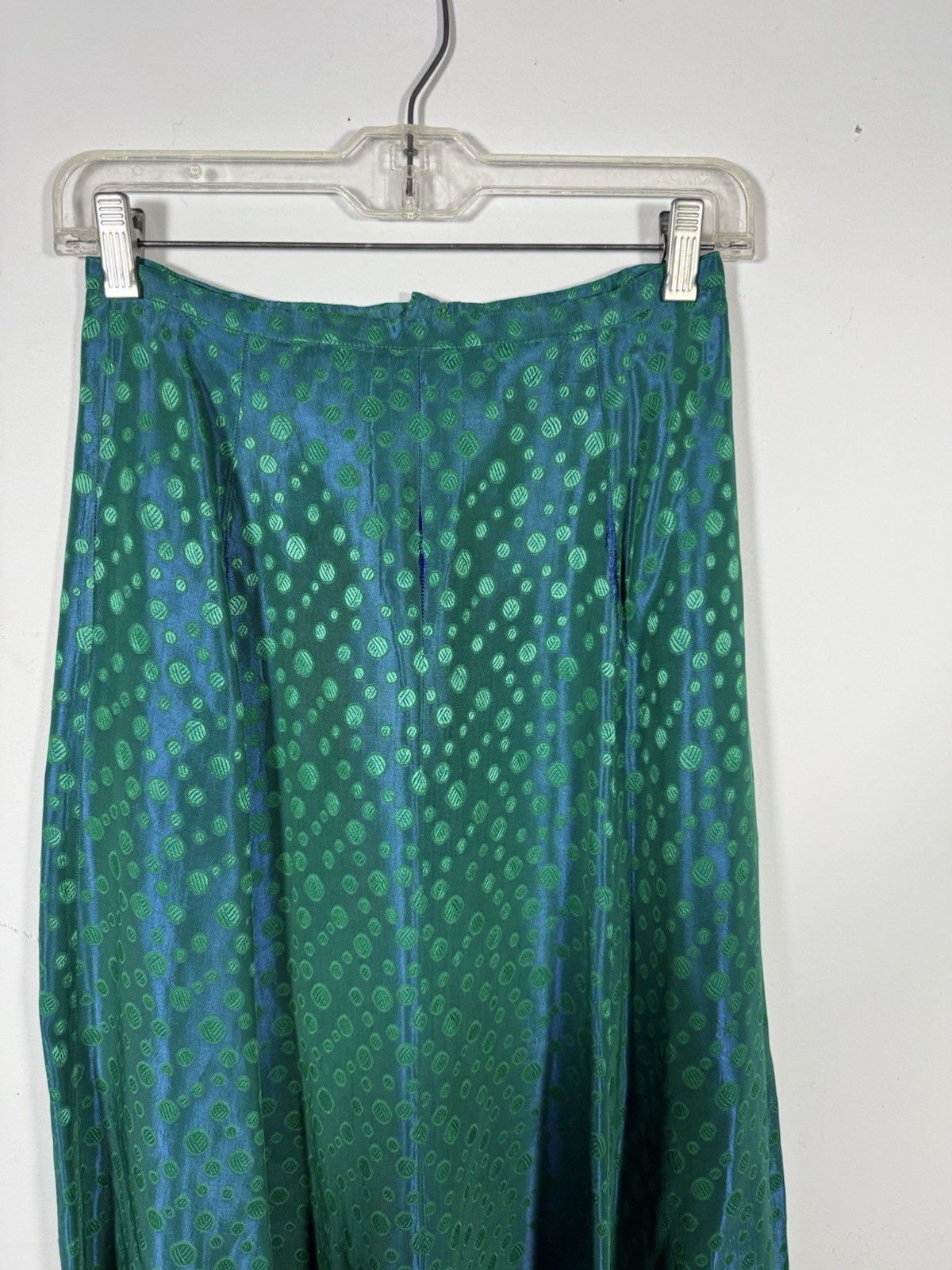 50s vintage skirt true vtg flowing all over print psychadellic pattern green