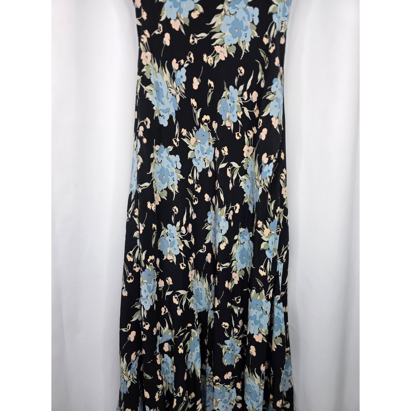 Betsey Johnson Black Label Slip Dress Womens 10 Black Floral Vintage Asymmetric