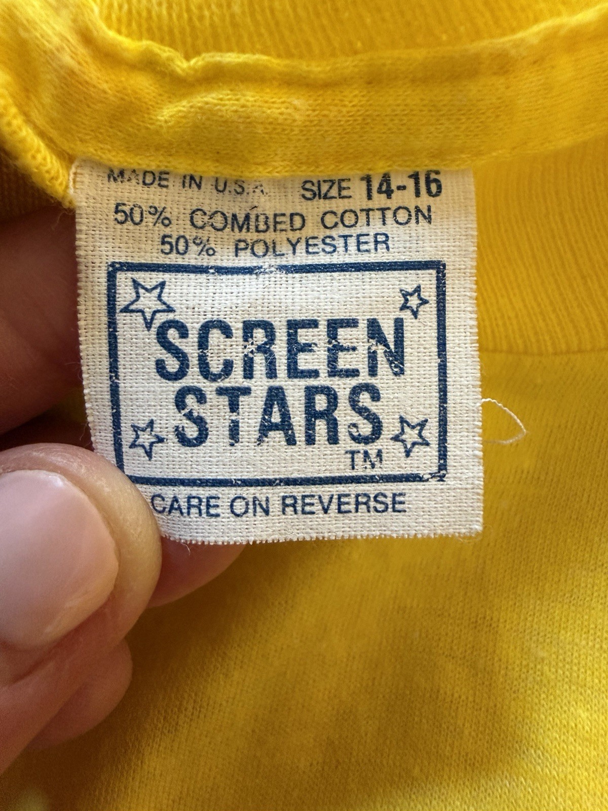 Vintage 70s Screen Stars neon yellow Squeeze Me Florida baby tee S single stitch