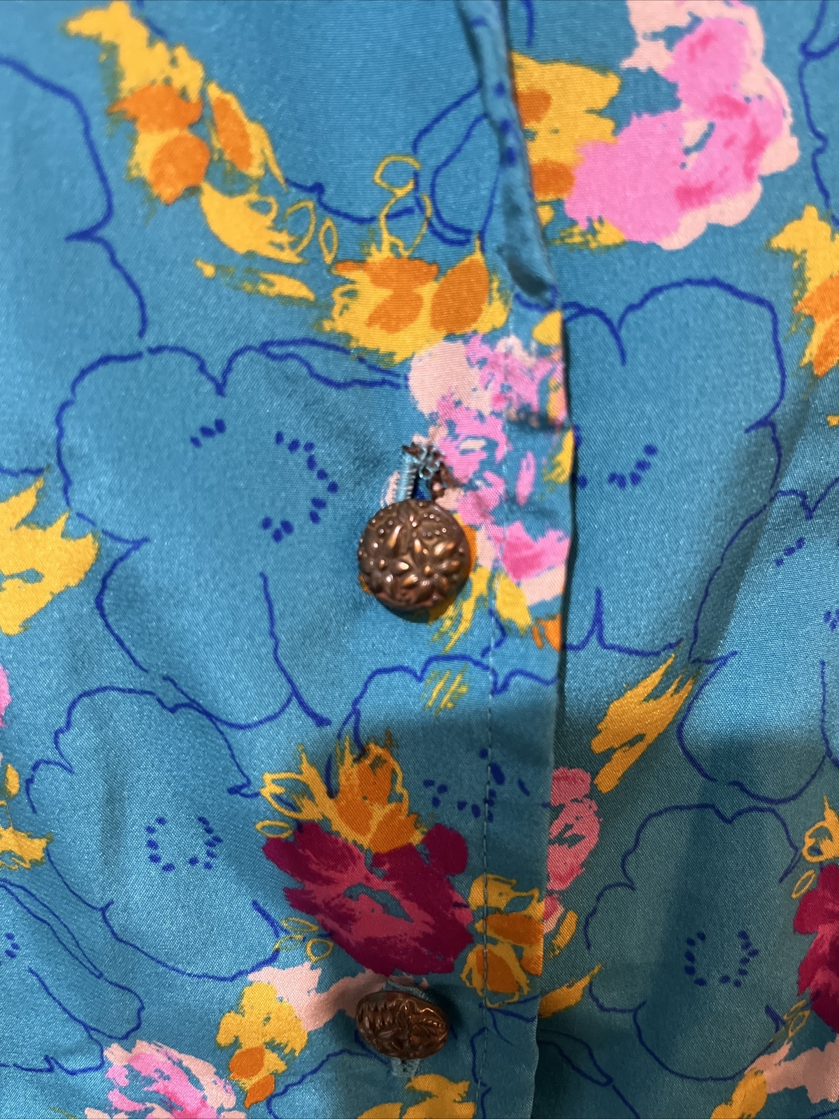 Vtg Anjac Fashions Dress and Jacket Women M Aqua Floral Velour Marc Needleman