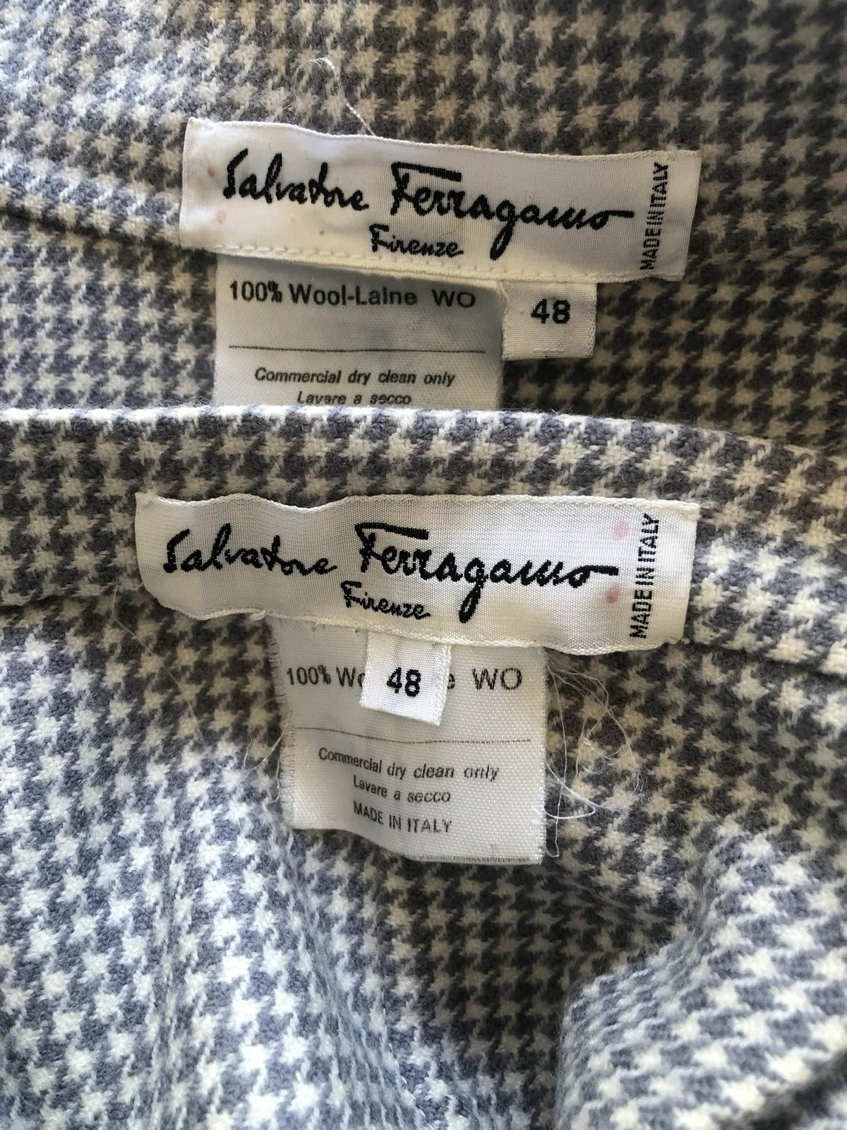 Salvatore Ferragamo France Size 48 US 10 Skirt Suit Houndstooth Vintage Retro