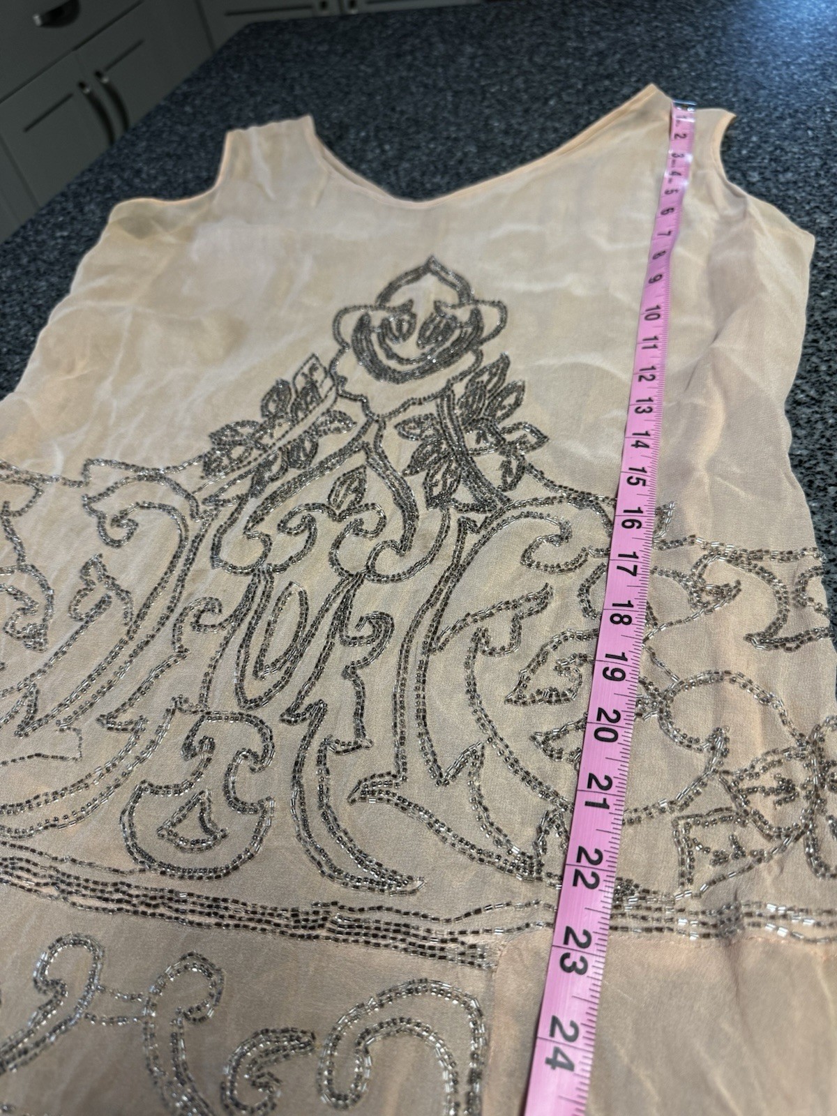 Authentic 1920s Beaded Silk Chiffon Dress – Art Deco – Double Sided Beading