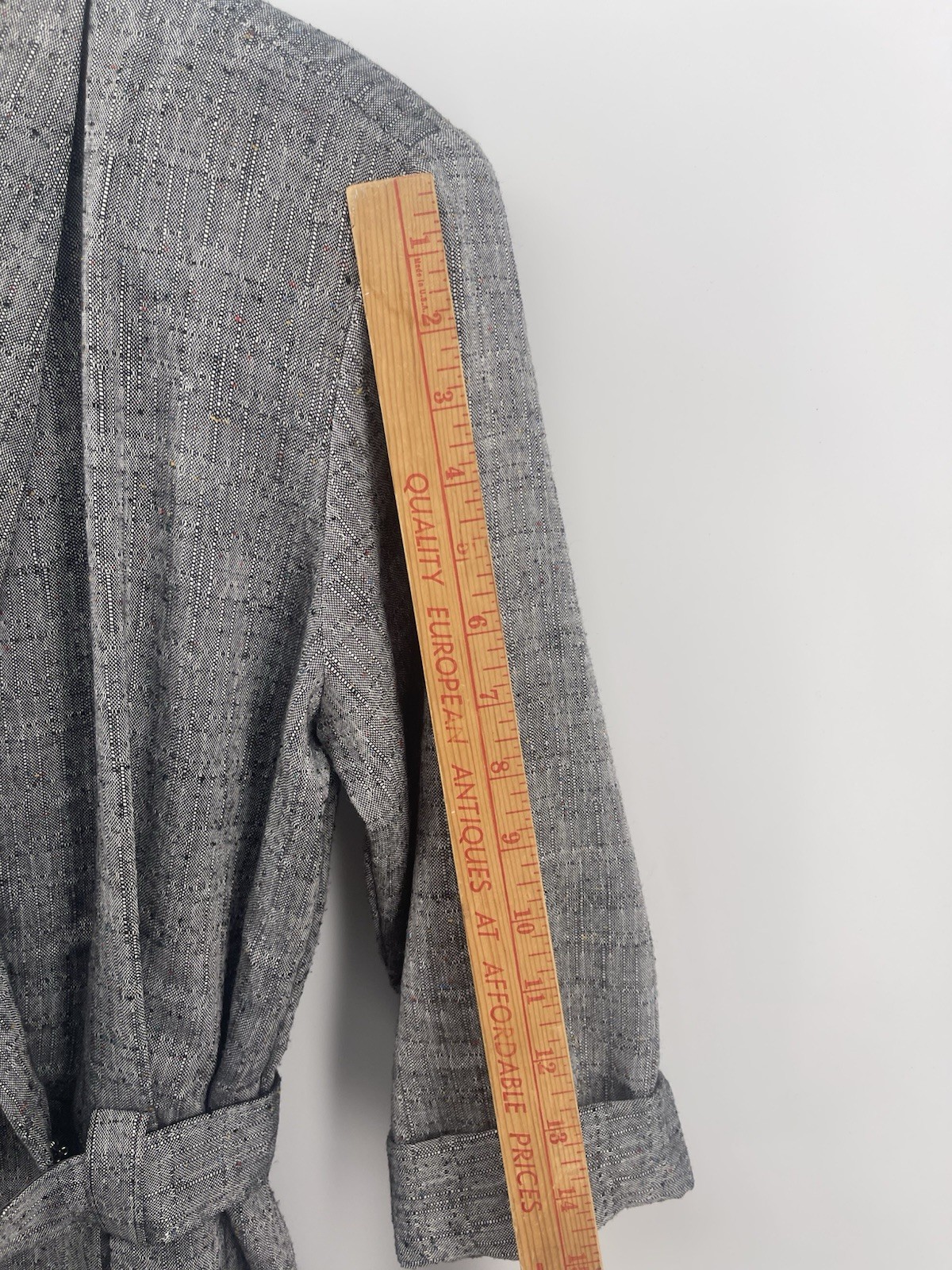 Vtg Tina Barrie Belted Dress Women Size 14 Gray Midi USA Secretary Style
