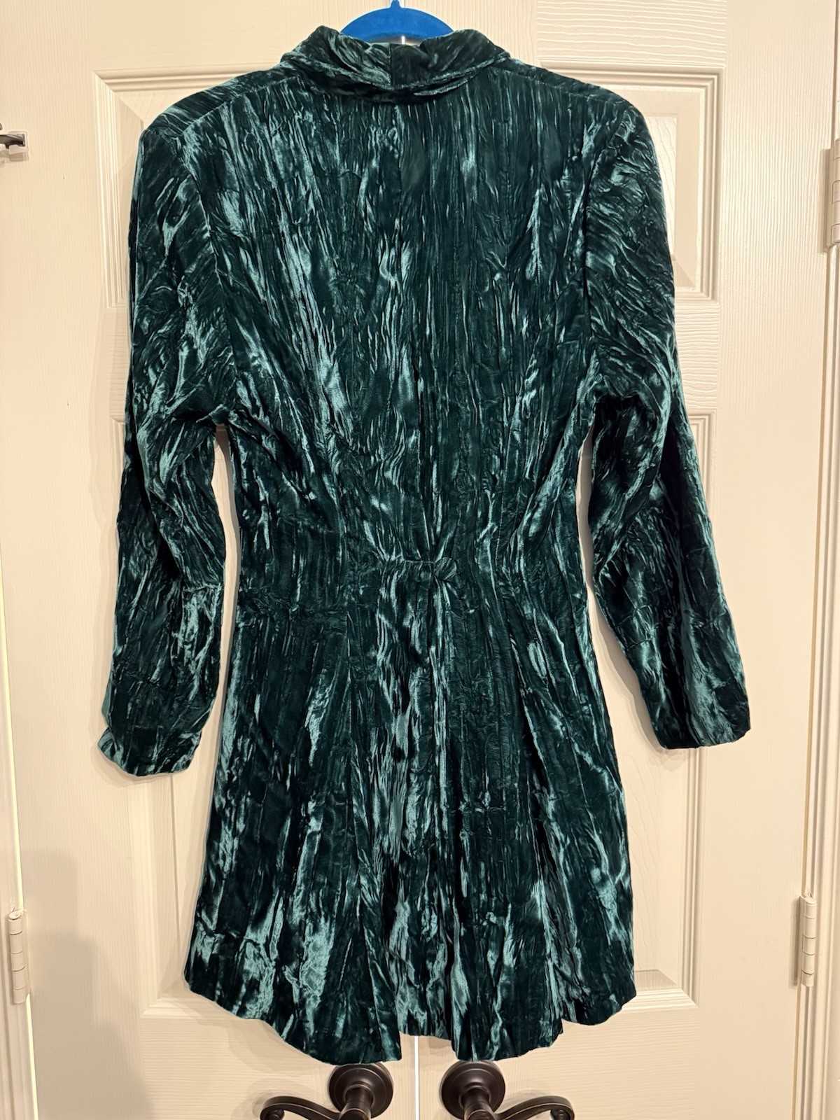 Vintage 80’s Contempo Green Crushed Velvet Mini Dress SzM Excellent Condition