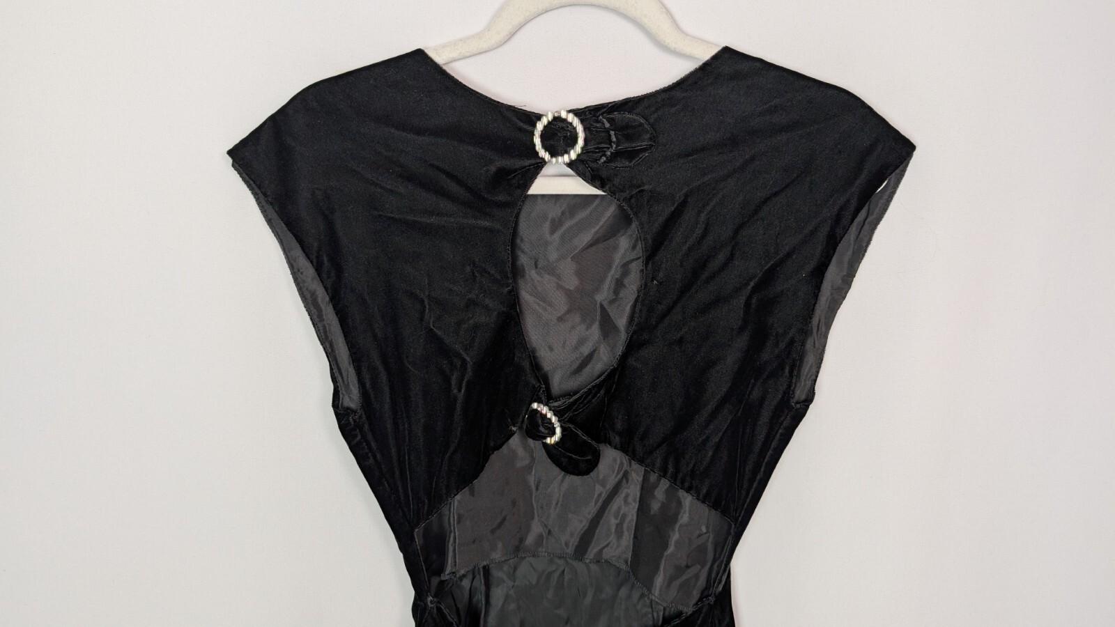 Vtg 90s Jay Jacobs Party Dress sz 5 Open Jeweled Back Knee Length Sheath Velvet