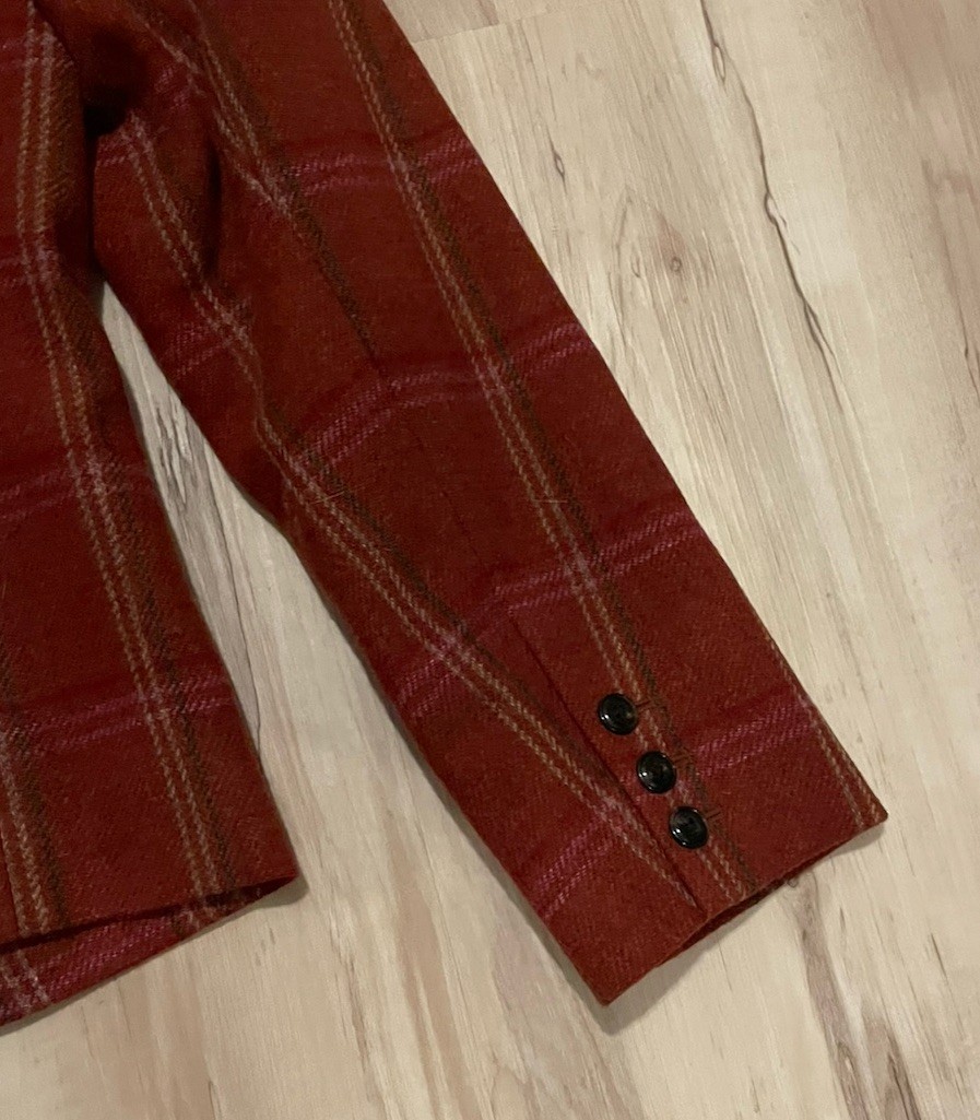 Vintage Talbots Wool Plaid Blazer Women’s Size 8 Rust Peplum Back Lined 2 Button