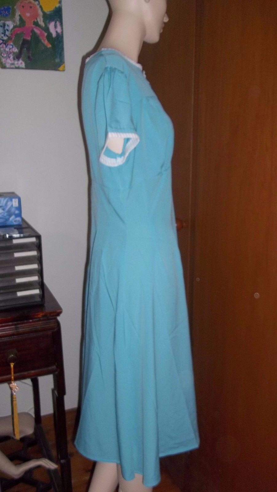50s Vintage little Party Dress Rockabilly Teacher hell bunny blue pastel SZ 14