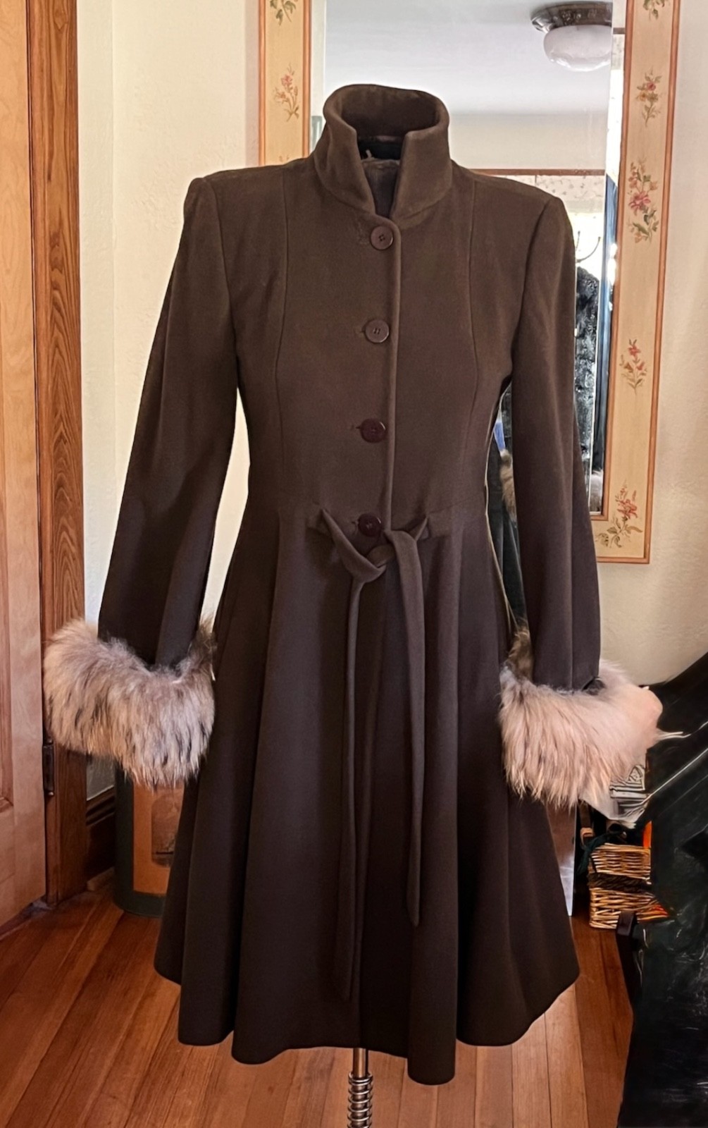 Vintage Giorgio Armani Coat Wool Angora Fur Camel Hair-Made In Italy 38/4