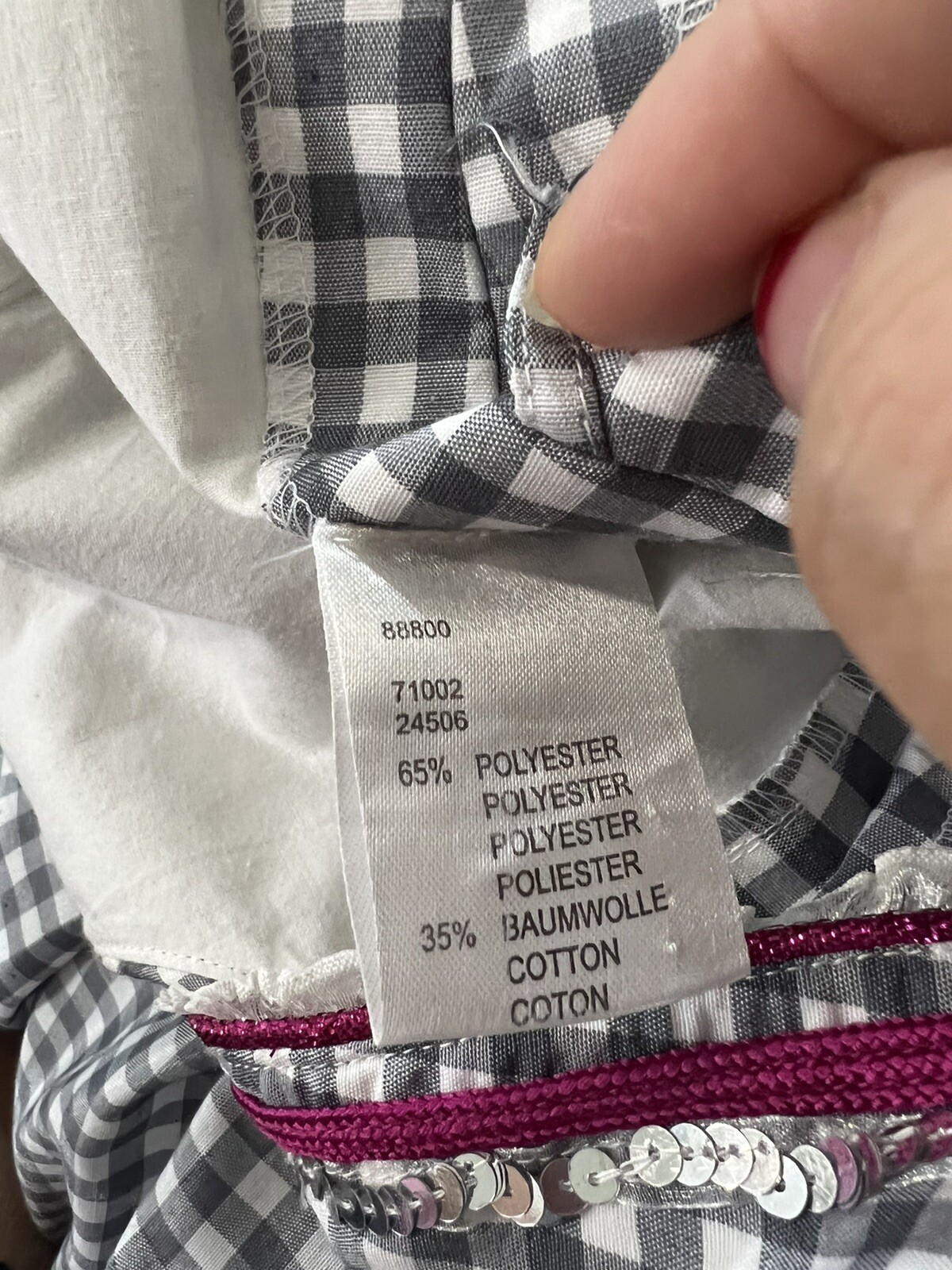 Hammerschmid midi dress size 8 gray, white,glitter silver and embroidered purple