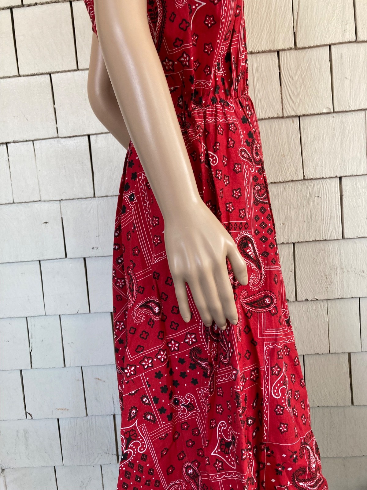 Vintage Boho Cottagecore 1960s-70s Bandana Print Summer Dress Size Small