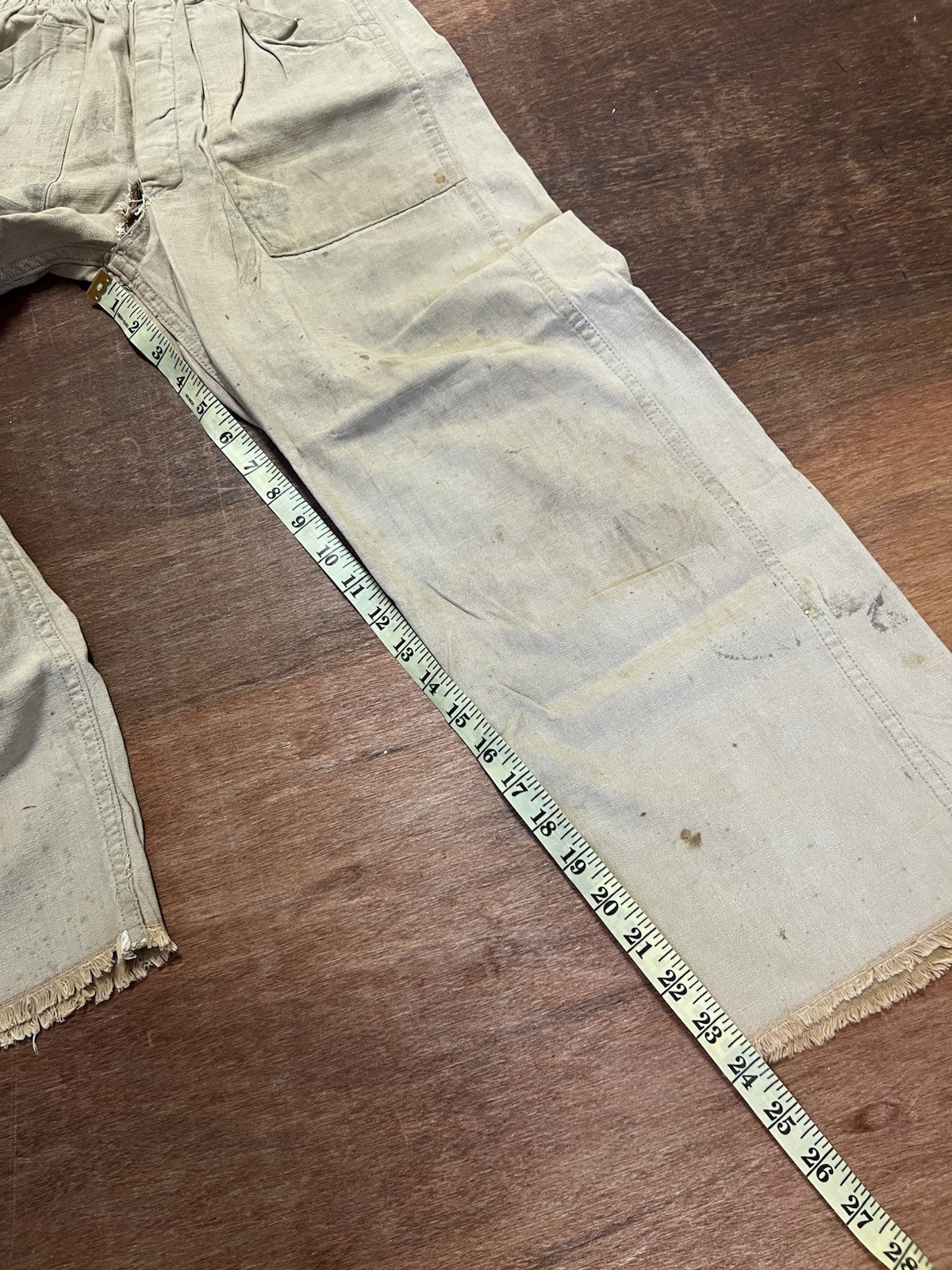 Vintage DRY ROT 40s 50s Wide Leg Cotton Canvas Distressed Pants (24”-26” Waist)