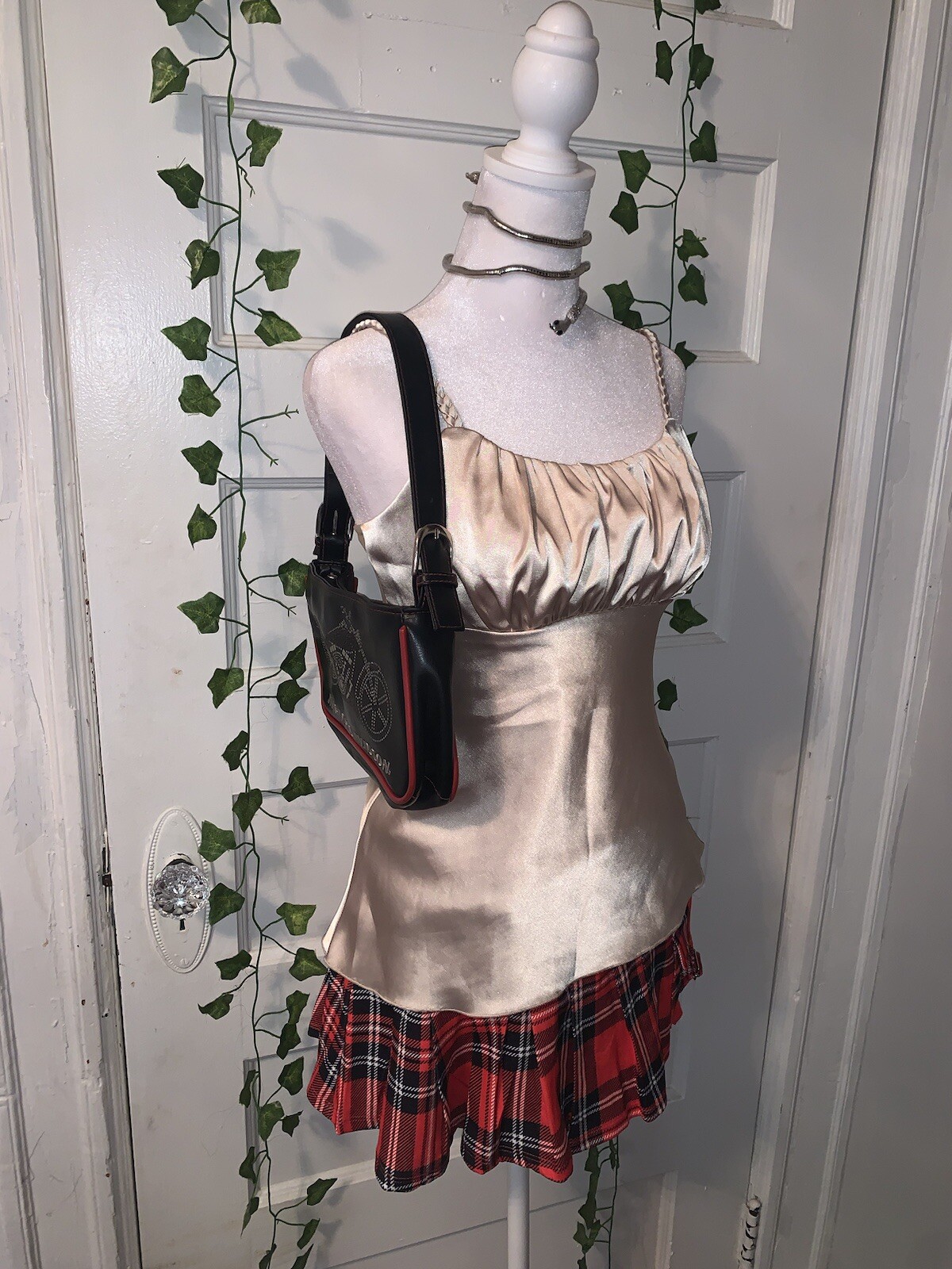 vintage y2k BCX gold satin milkmaid cami size small