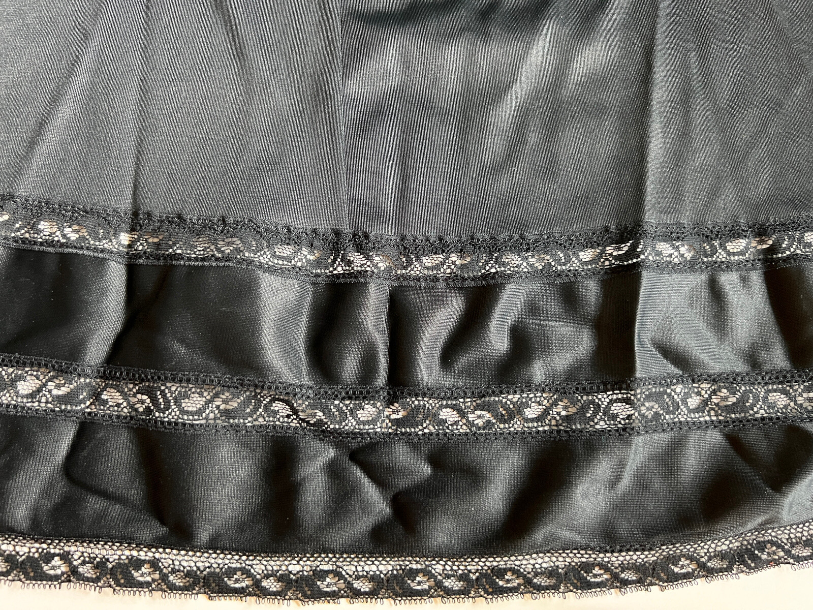 Black Half Slip Adonna for JC Penney Size Medium 3 Tiered Laces 27” long Vintage