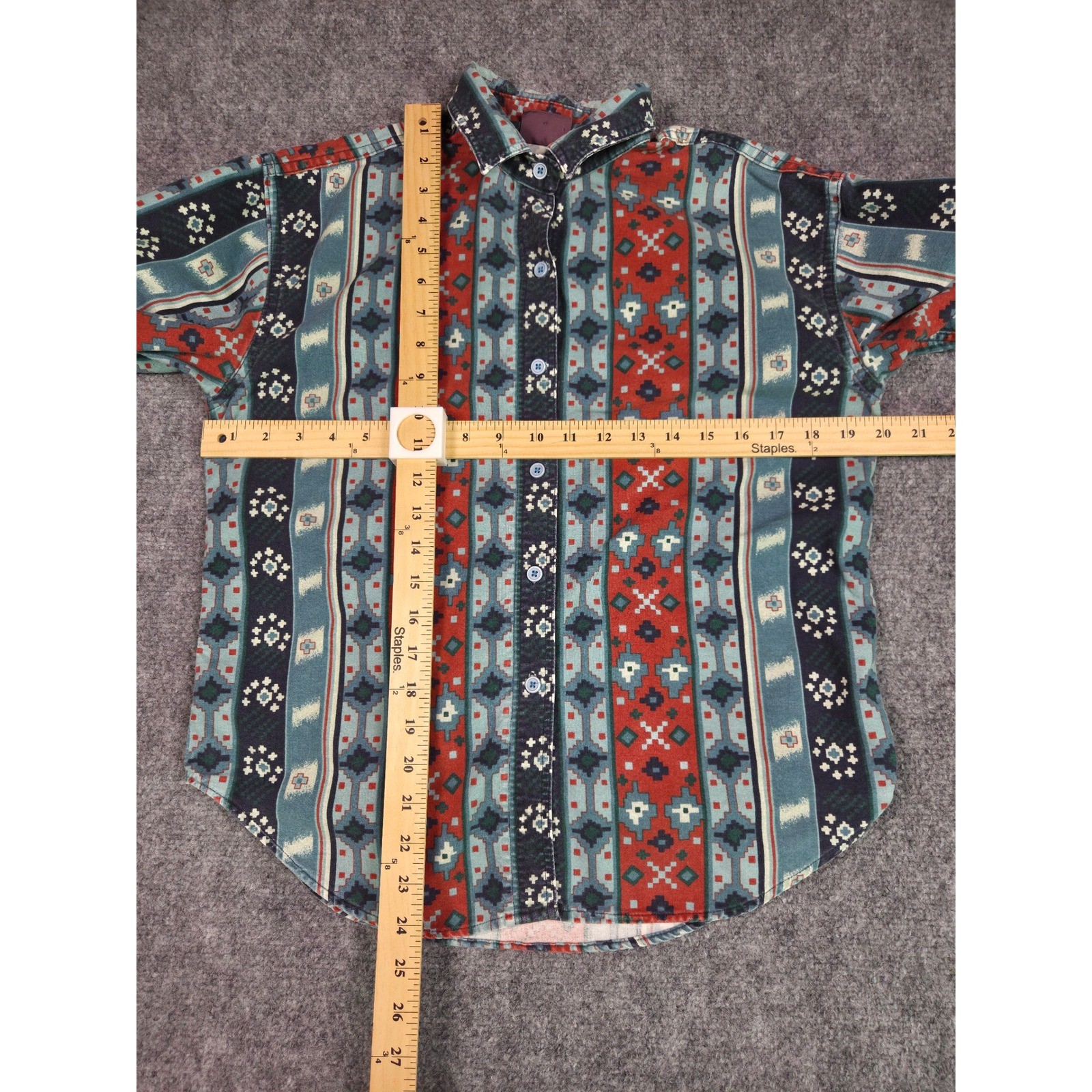 Vintage 90s Woolrich Button Down Shirt Womens S Multi Color Southwestern Aztec