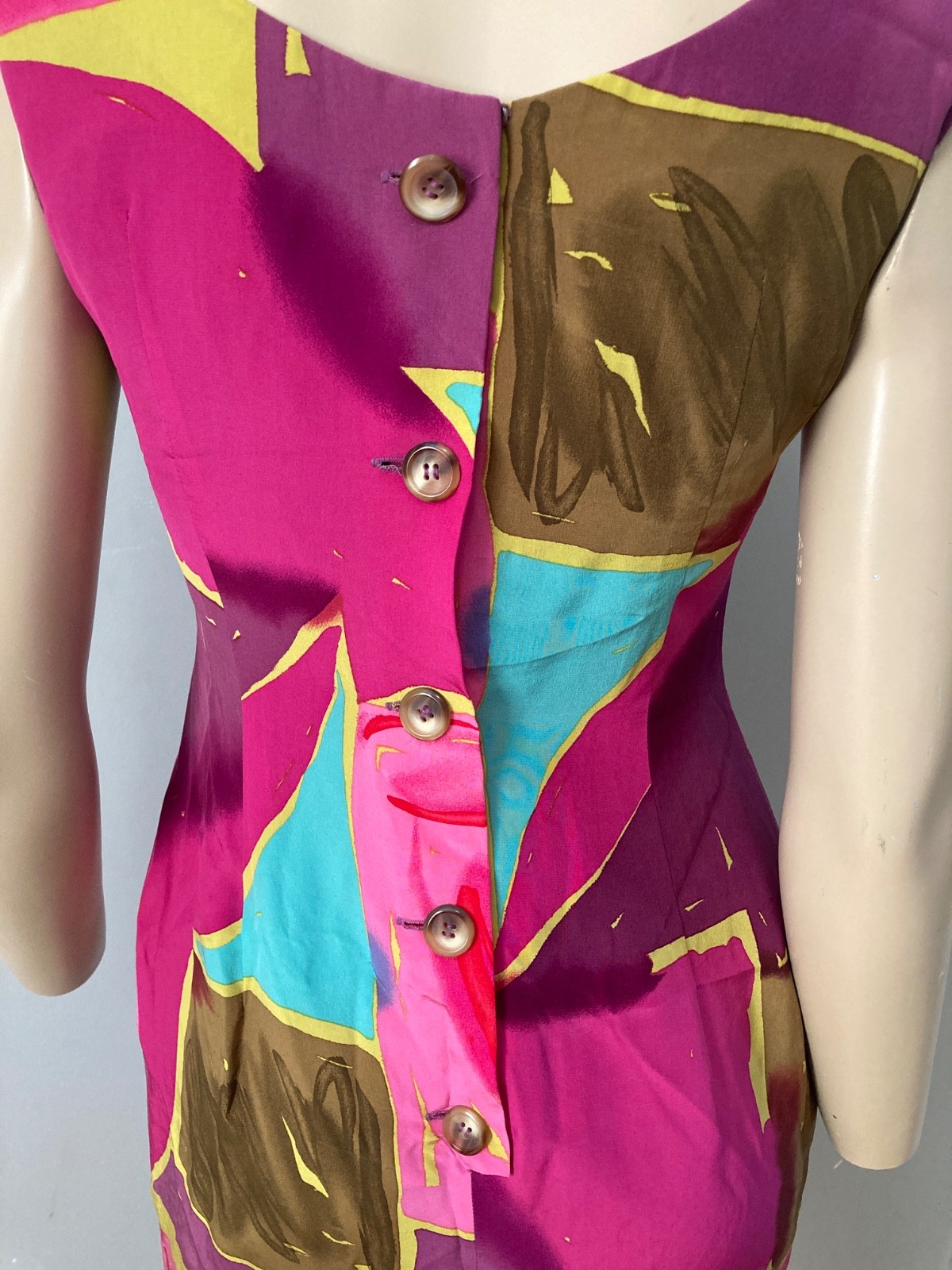 Gillian Vintage Silk Bright Abstract Wiggle Dress SZ 6