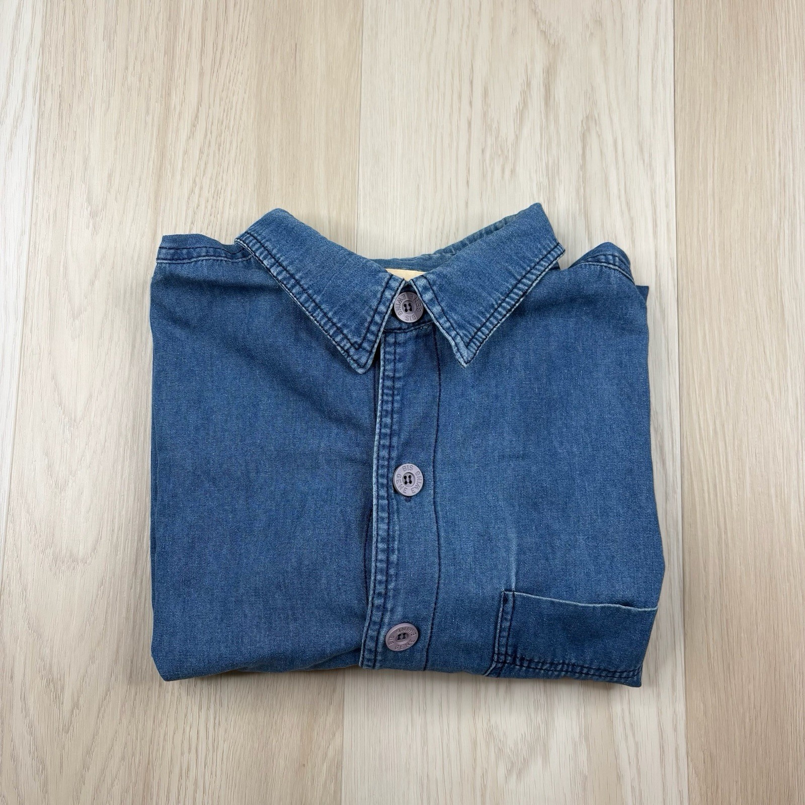 Vintage 80-90’s Bis By Gene Ewing Wrinkled Rich Denim California Sunwash Shirt