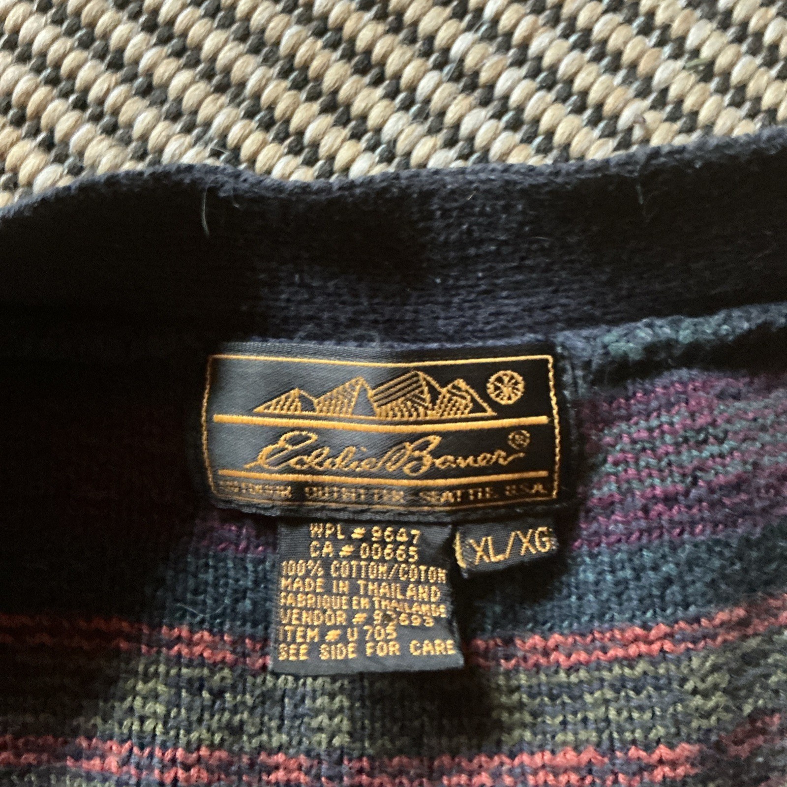 Vintage Eddie Bauer Wool Cardigan Vibrant Color Size XL vest