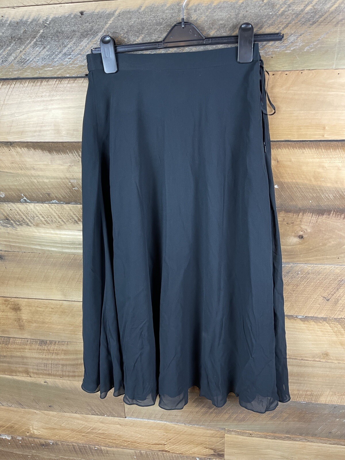 Vintage Ladies’ Size 8 Black Silk Fully Lined Skirt Niteline By Della Roufogali