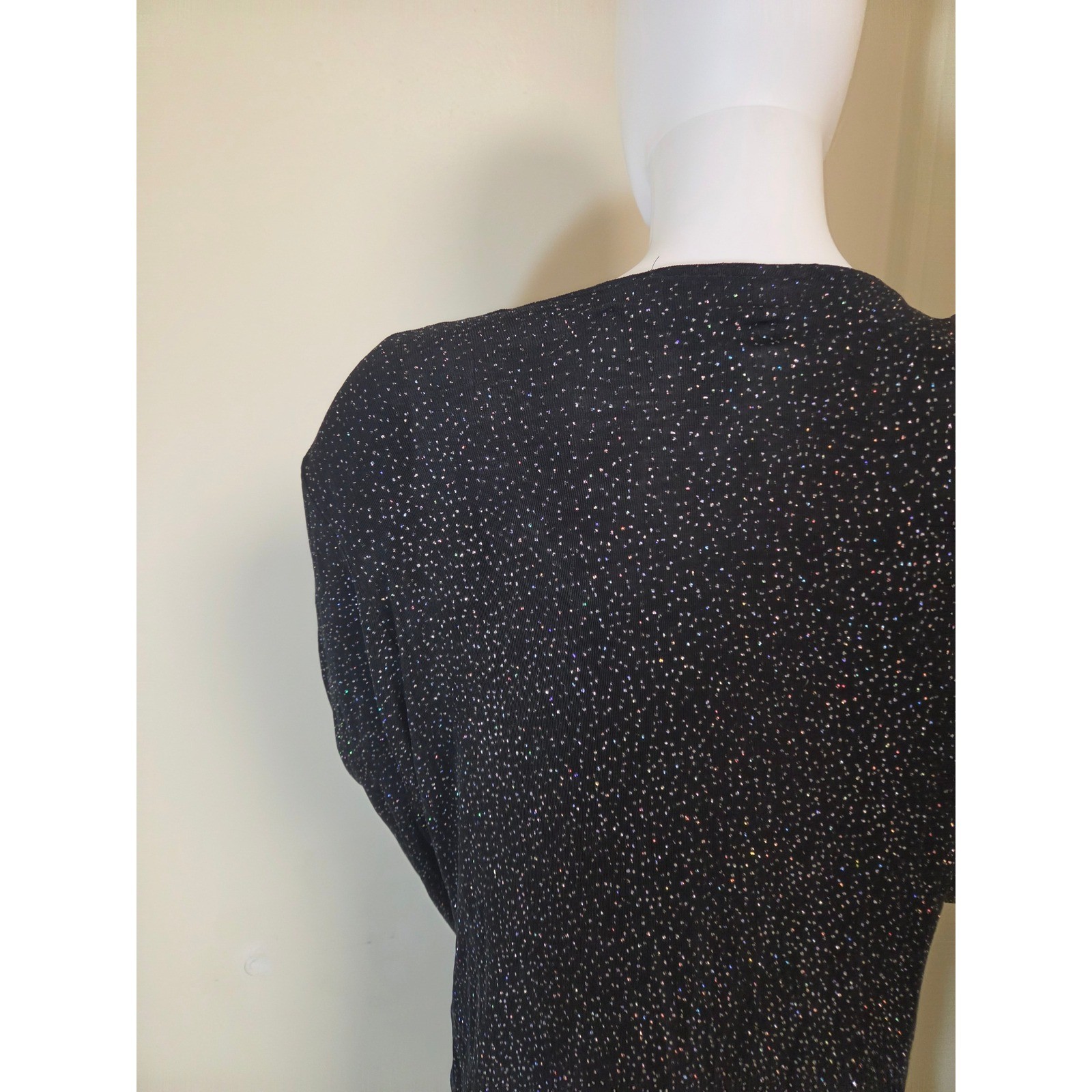 Vintage Sheri Martin NY Glitter Knit Dress & Cardigan Set Black Size 12 2 Piece