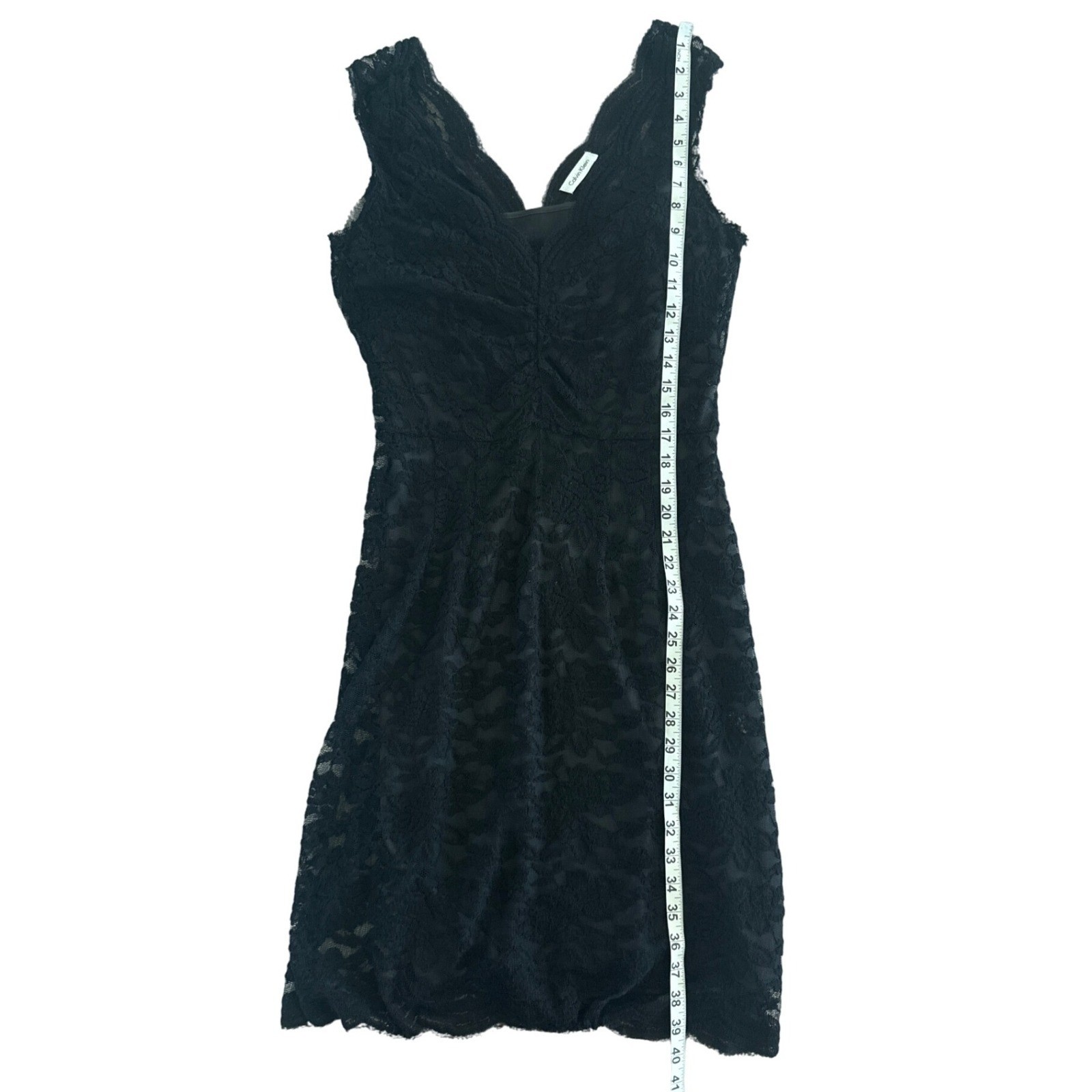 Vintage Calvin Klein Black Lace Dress Sleeveless V-Neck S Y2K Whimsigoth Fairy