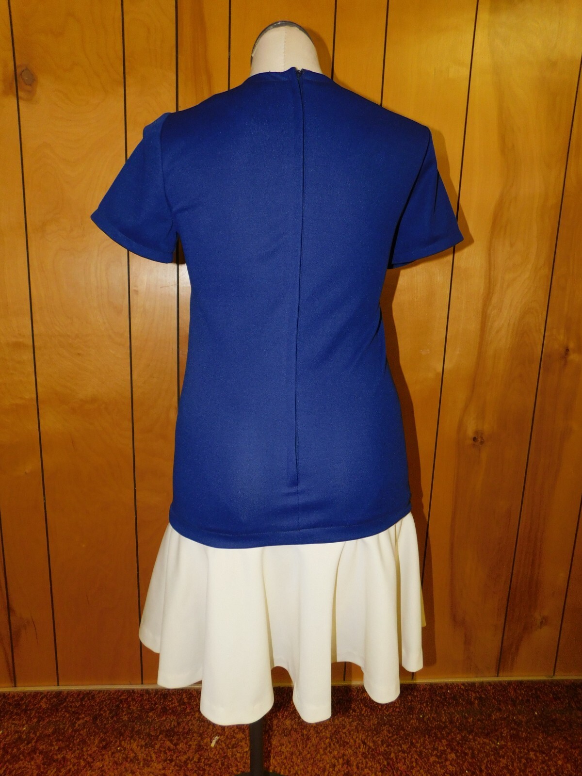 Vintage MARTIN BERENS Tall Fashions Blue Poly Drop Waist Dress 41″ Bust*