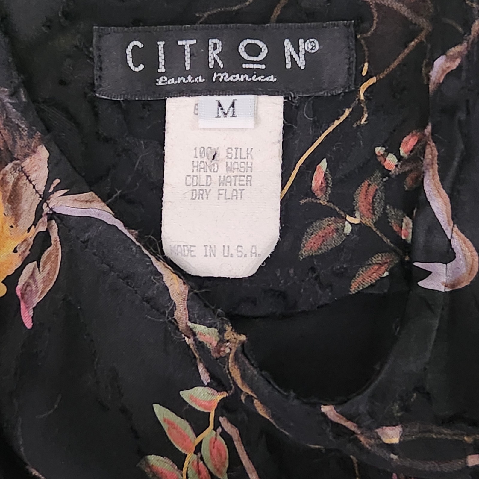 Citron Santa Monica Vintage 90s Sheer Silk Black Velvet Midi Dress