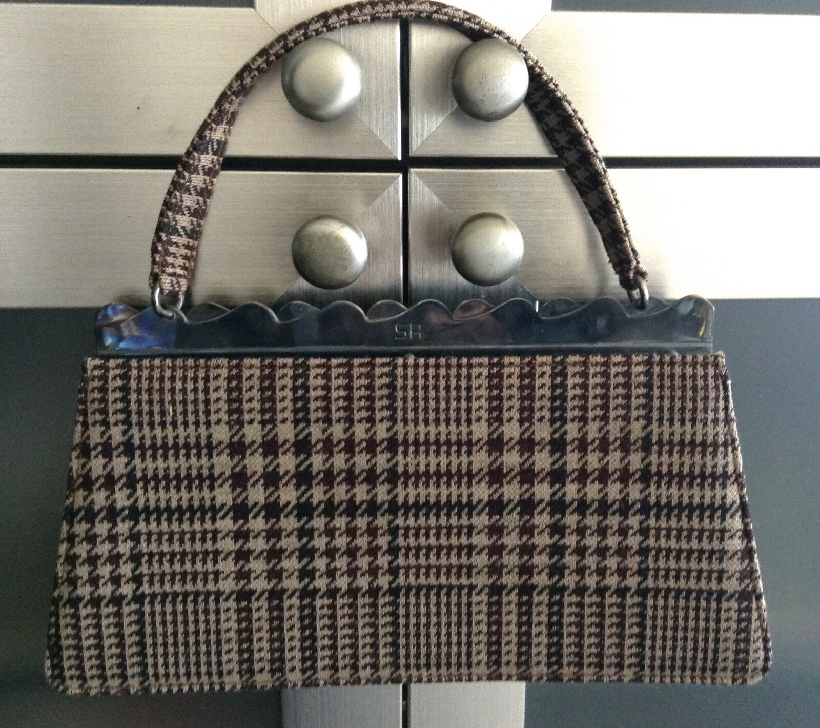 80s SONIA RYKIEL Houndstooth Knit Fitted Blazer/Jacket w/Matching Handbag sz40/8
