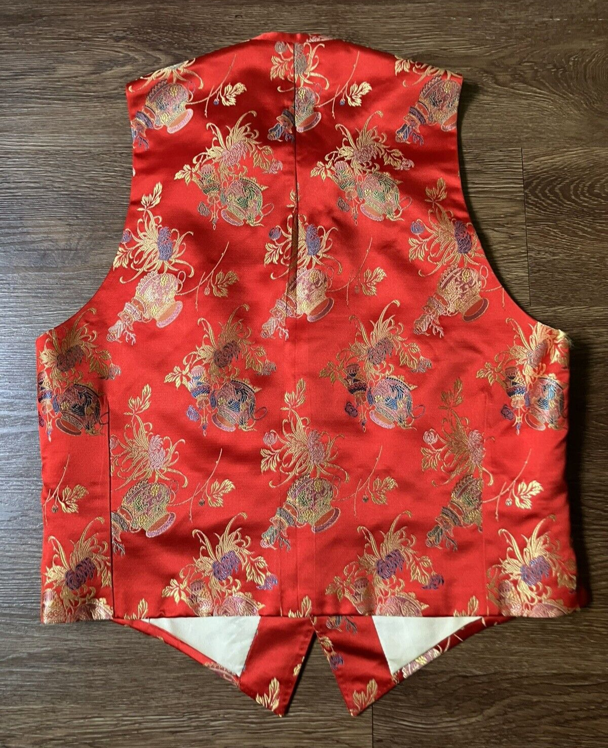Vintage ’80s/’90s Asian-Inspired Red Brocade Button Up Vest Women’s Medium READ