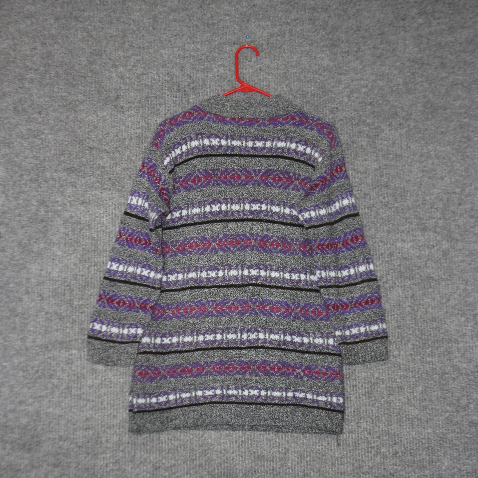 Vintage Enrico Loreni Sweater Womens 35 Gray Fair Isle Knit Tunic Made in USA