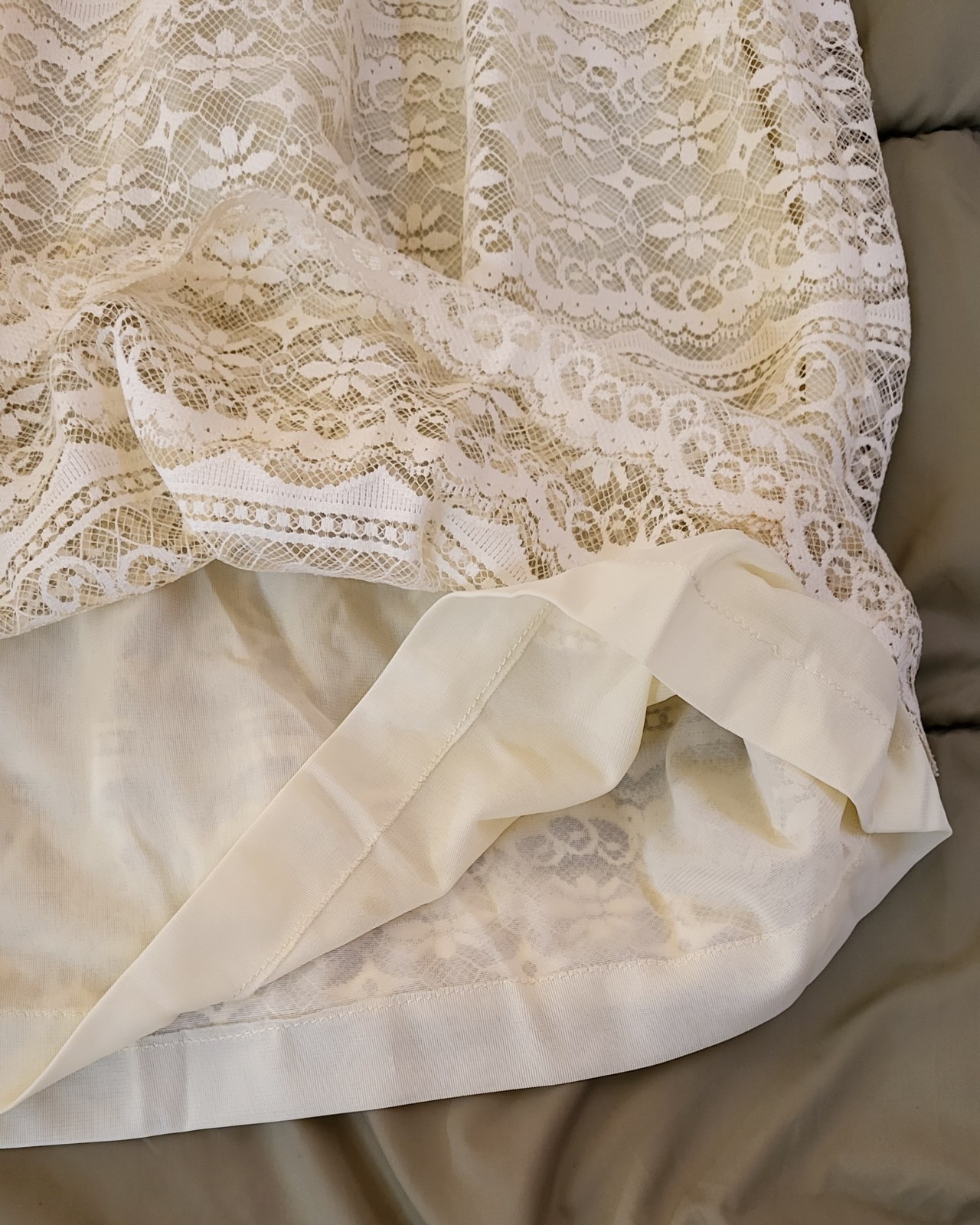 Vtg 70s 80s Lace Boho Wedding Dress Long Sleeve ILGWU Union Made 1920s Revival M