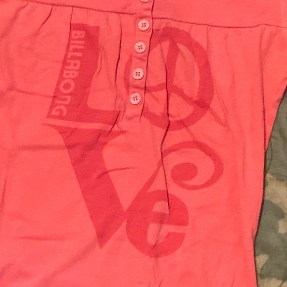 Vintage y2k billabong Henley top salmon Love fitted elbow sleeve M/16.5