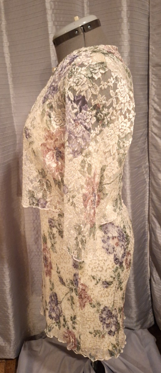 Vintage SHAR ADE of CA Womens 12P Ribbed Garden Floral Dress With Jacket