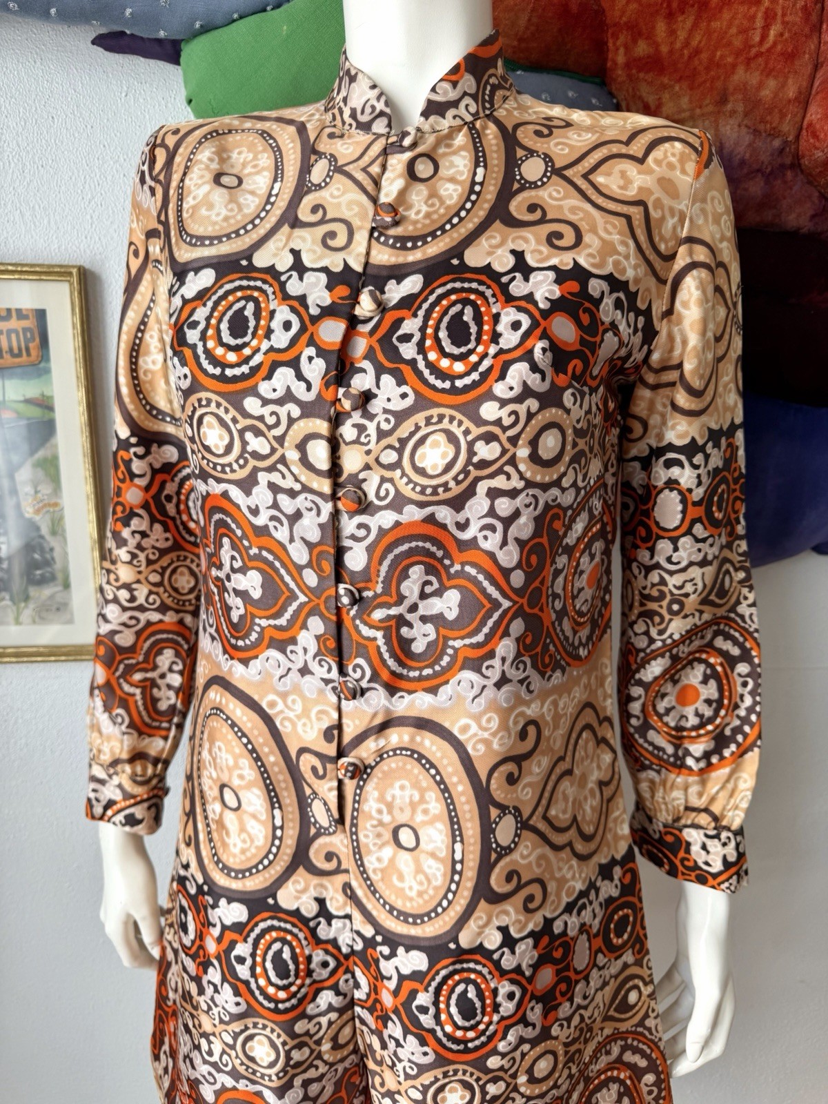 1960s SATIN ROMPER Vintage Jumpsuit ‘Aladdin’ One Piece Shorts Suit Psychedelic