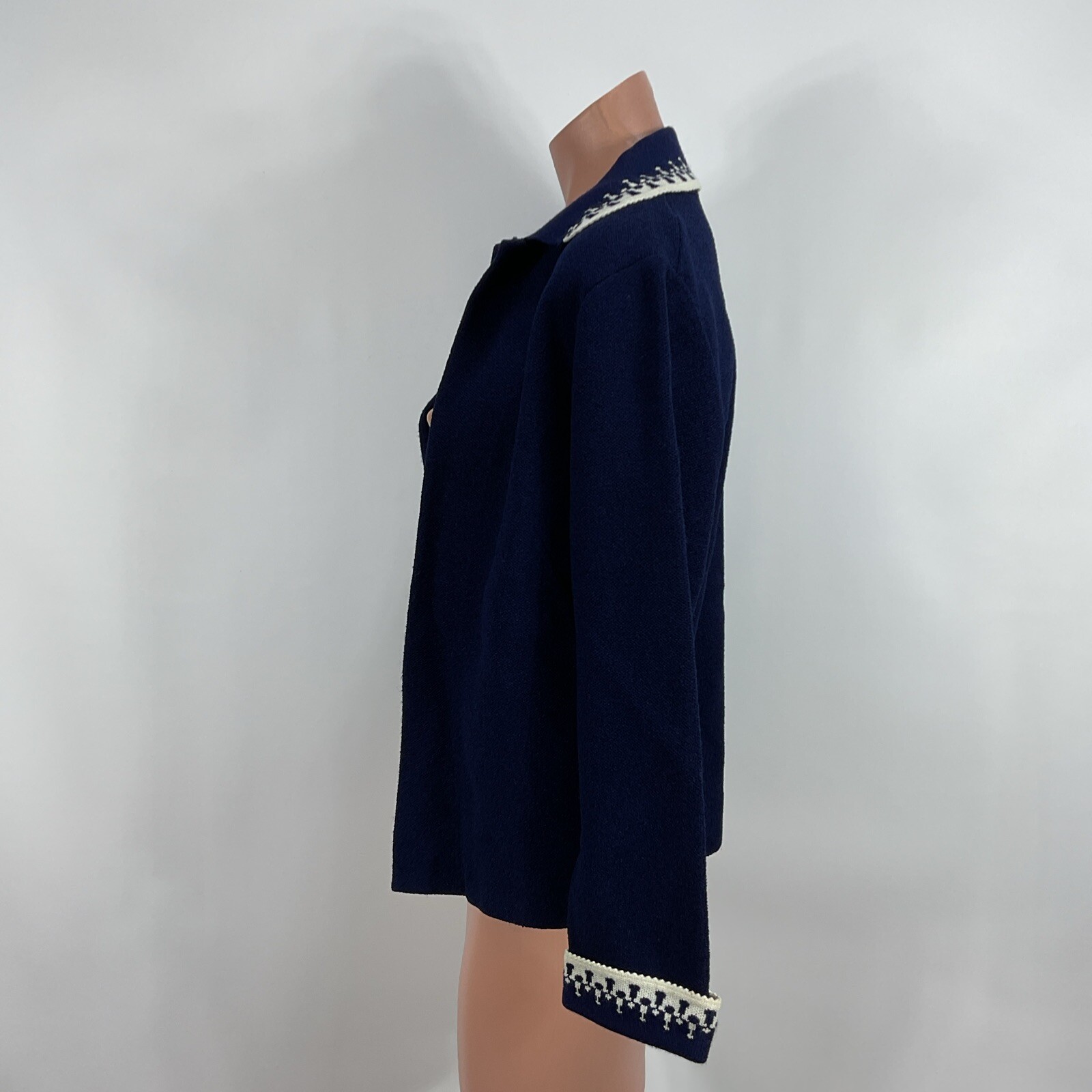 Wool Winter Vintage 40s 50s Nordic Glengarry Sweater Dark Blue Cardigan 100%