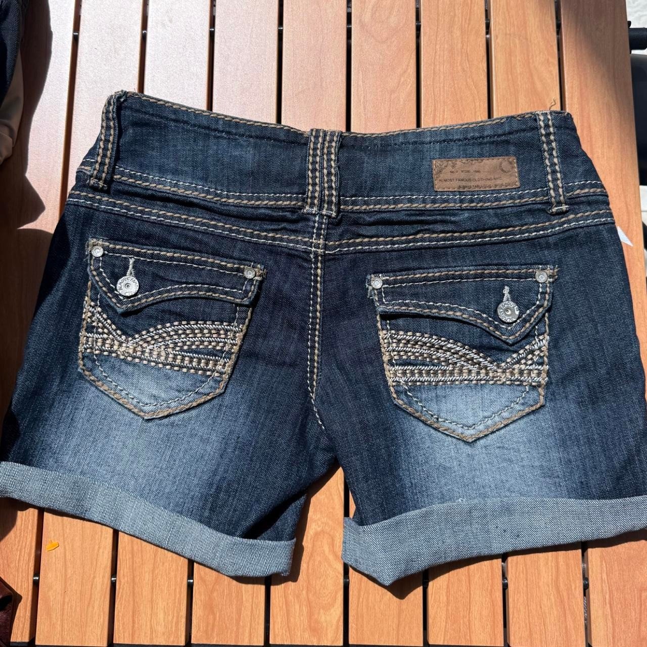 Almost Famous Dark Blue Boyfriend Denim Shorts with Triple-Button Waist