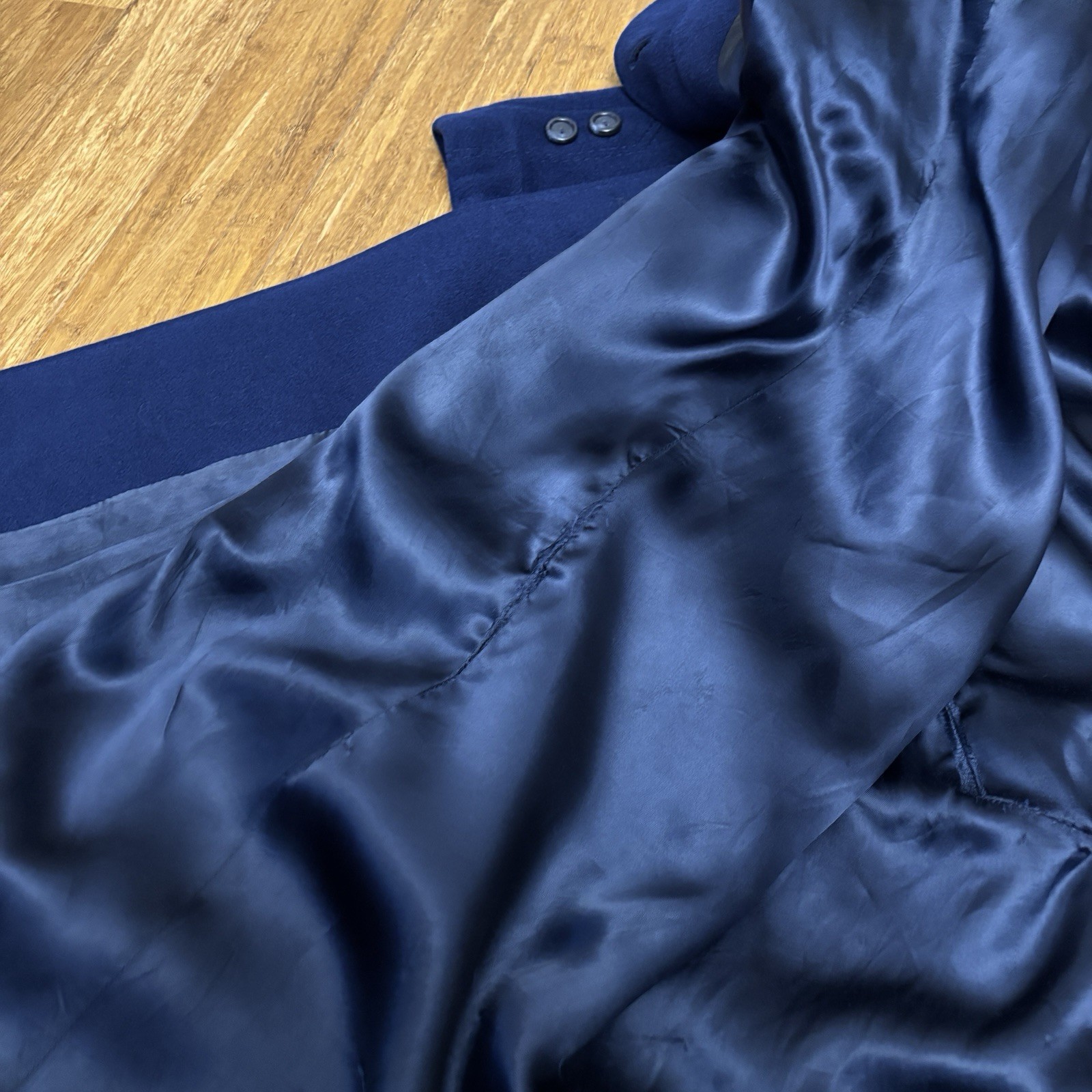 VTG Women’s Blue Del Mod International Camel Hair & Wool Blend Lined Pea Coat 42