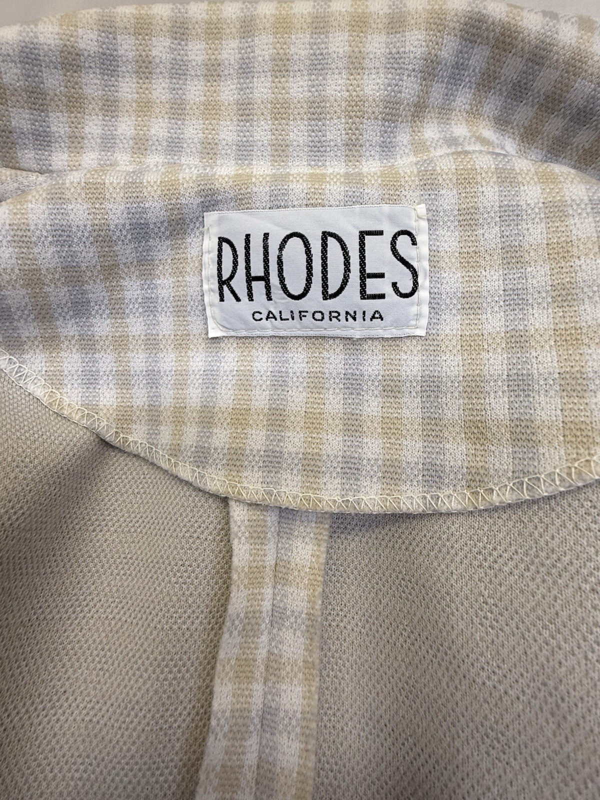 VTG Rhodes Woman’s Leasure Suit, Size Small, Plaid Gray White Beige 2 Piece Set
