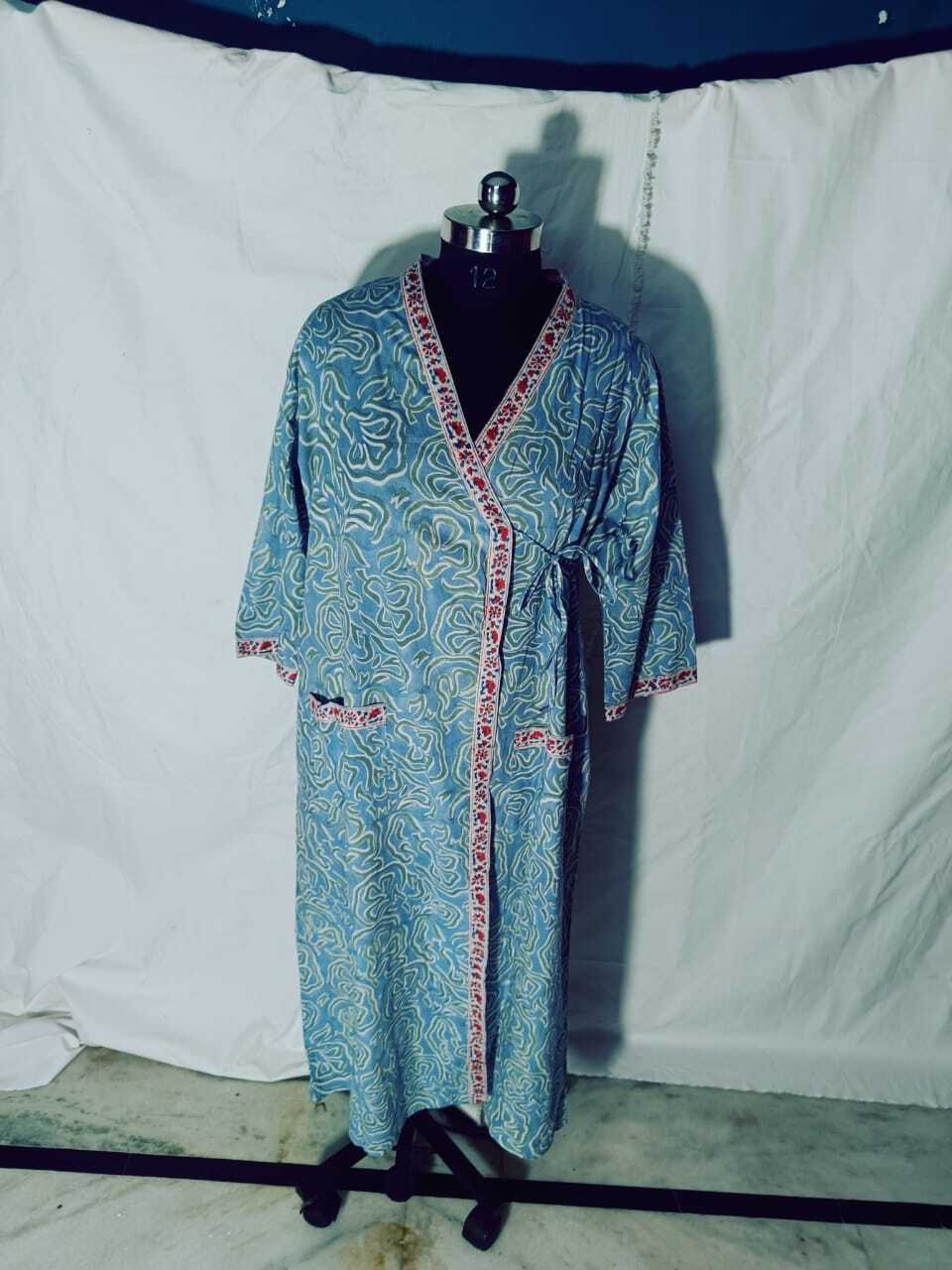 New kaftan Dress AAA Quality Fabric Hand Block Floral Print kimono bathrobes,
