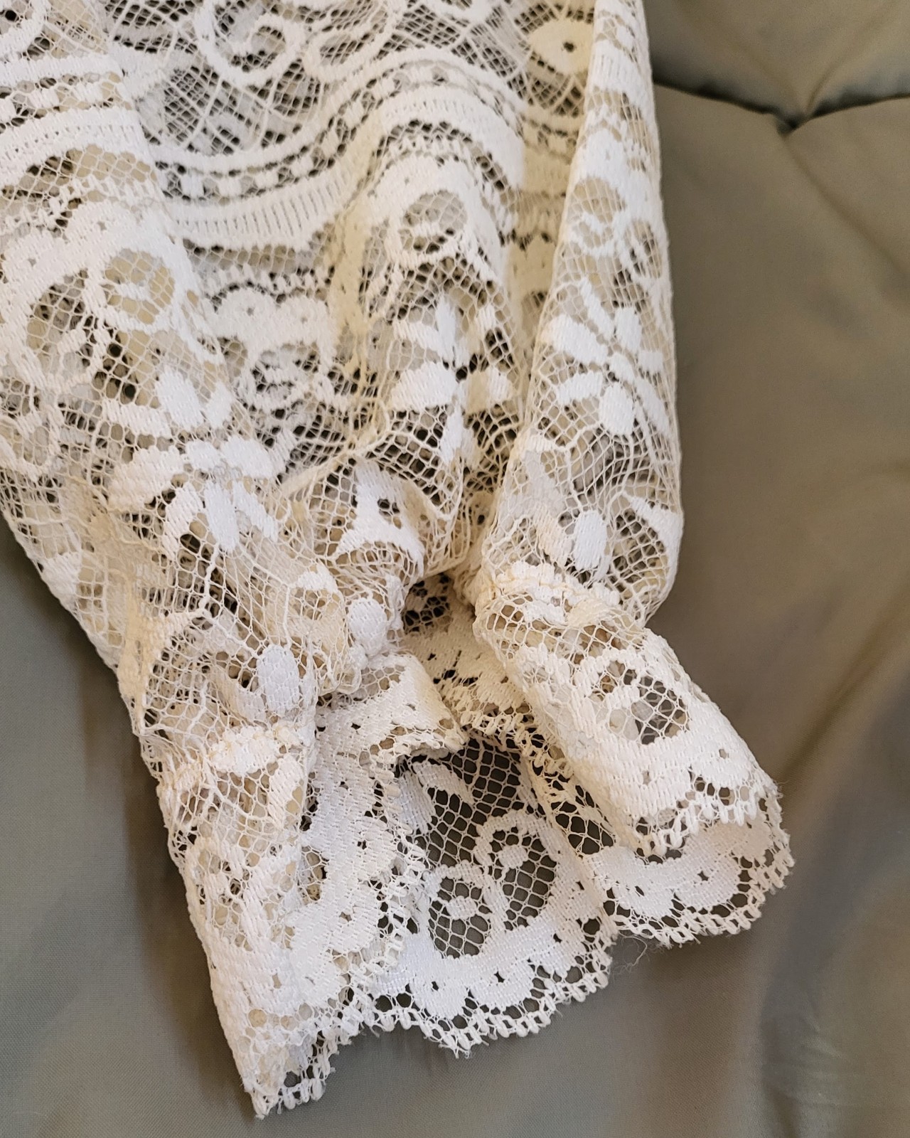 Vtg 70s 80s Lace Boho Wedding Dress Long Sleeve ILGWU Union Made 1920s Revival M