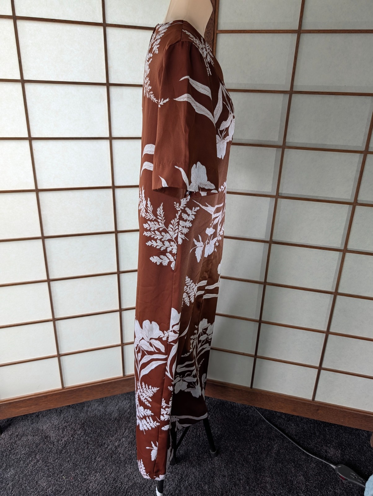 Vintage 70s 80s HAWAII NEI Honolulu Honeymoon Set Brown White Botanical Print 10