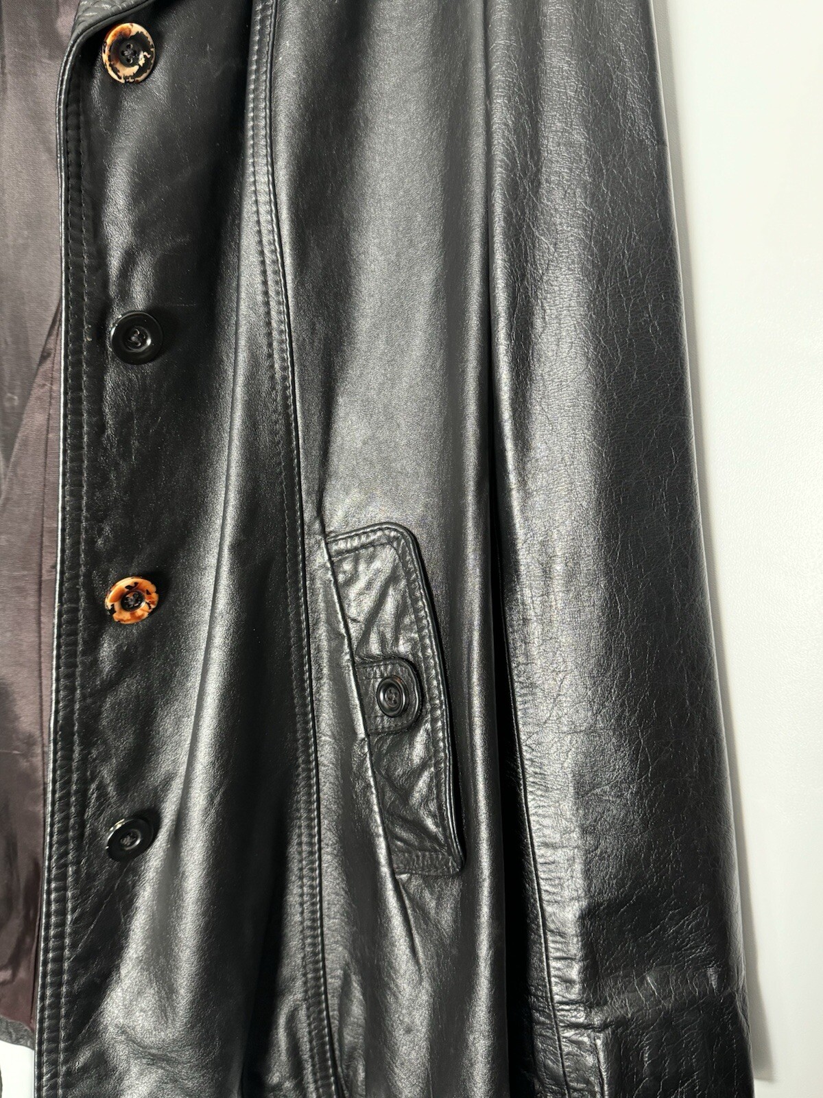 The Tannery Vintage Women’s Black Leather Jacket Montgomery Ward Button Up 14-T