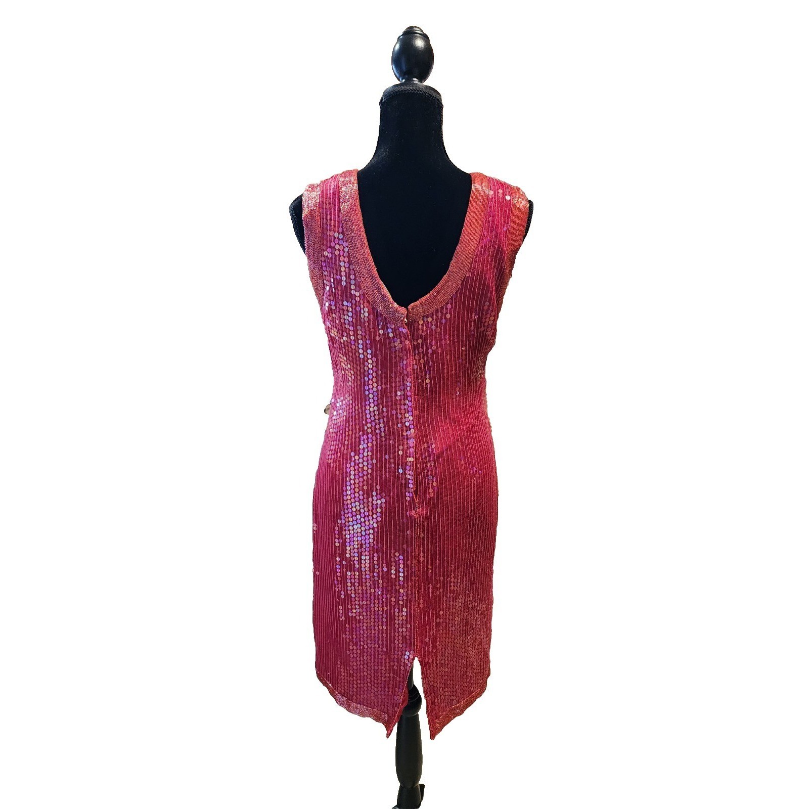 VTG Candlelight Red Sequin Dress Silk Glam 70s 80s Sparkle Cocktail Party Cruise