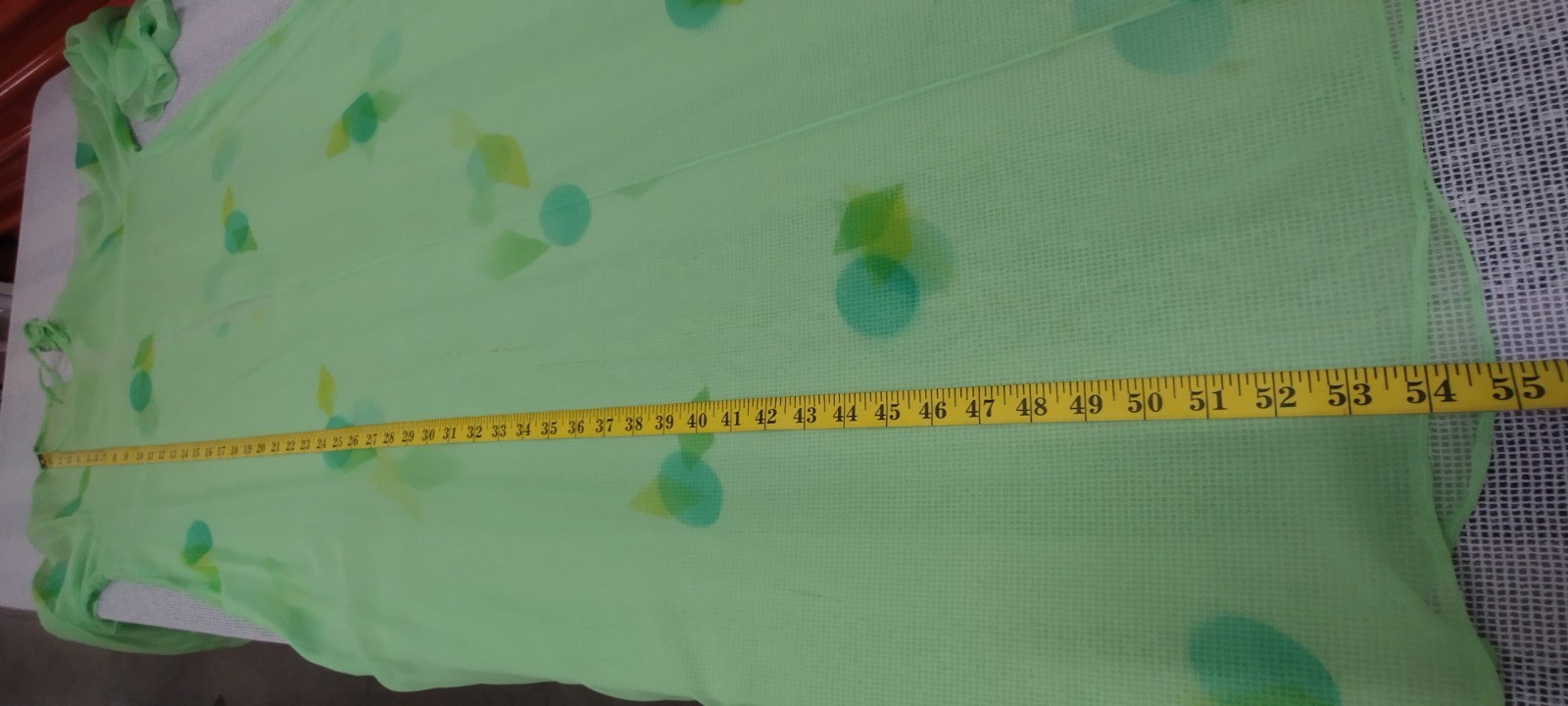 Vintage Psychedelic Jade Green Silk Chiffon Wide Bell Sleeves Maxi Gown Sheer L