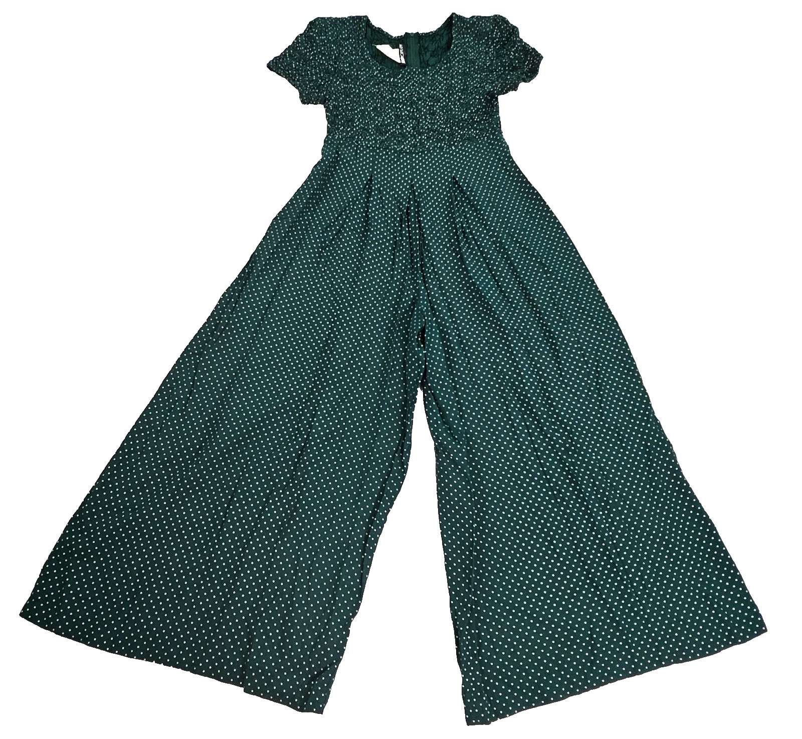 My Michelle Y2K 90s Wide Leg Jumpsuit Womens Sz 7/8 Polka Dots Boho Cottagecore